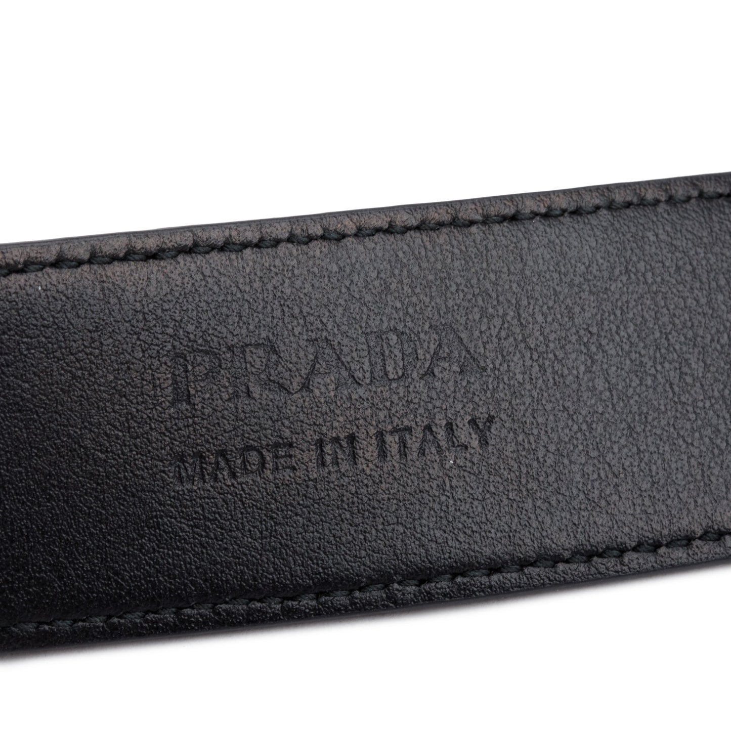 Prada White Saffiano Cuir Enamel Triangle Logo Buckle Belt 85, 34