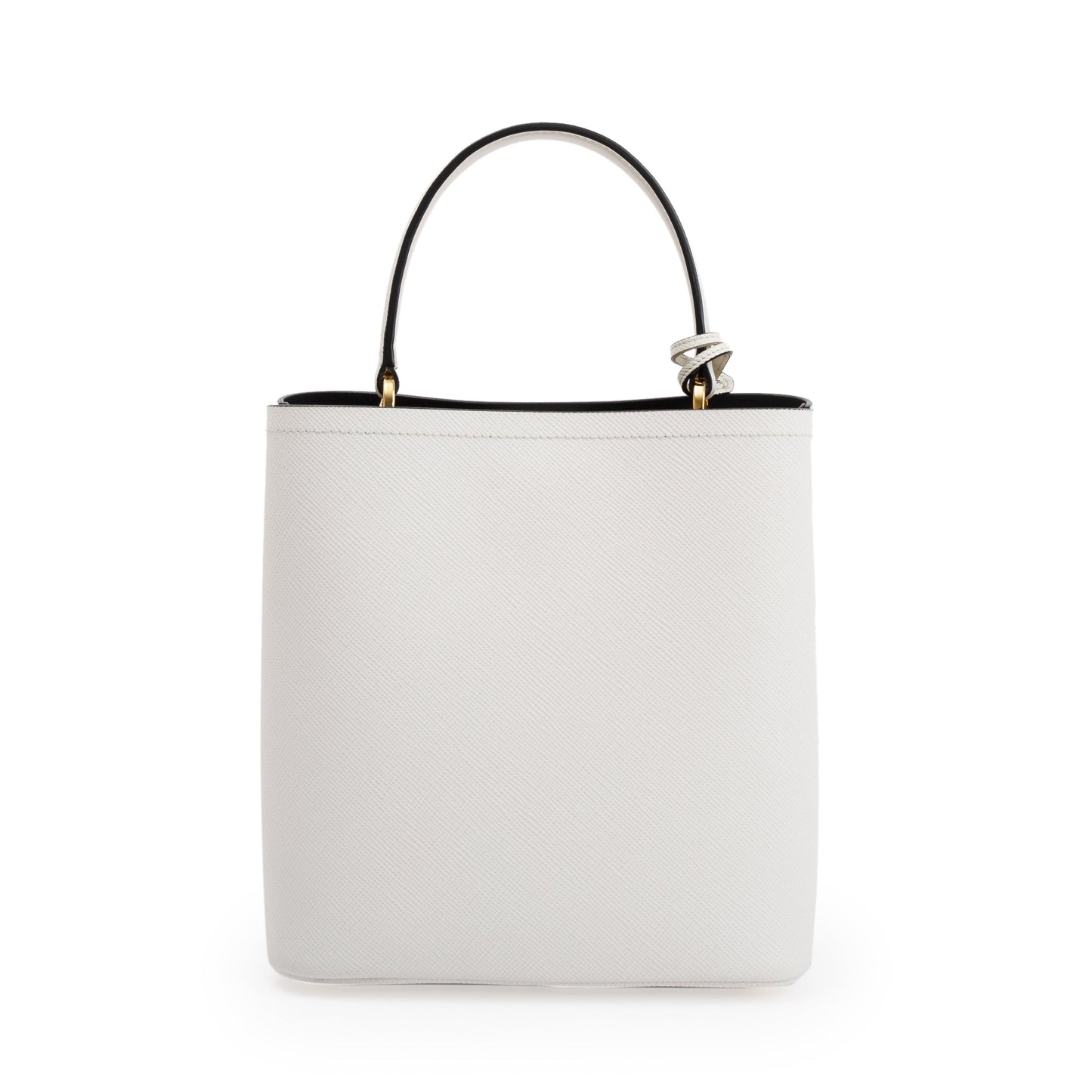 Prada White Saffiano Cuir Medium Panier Bag