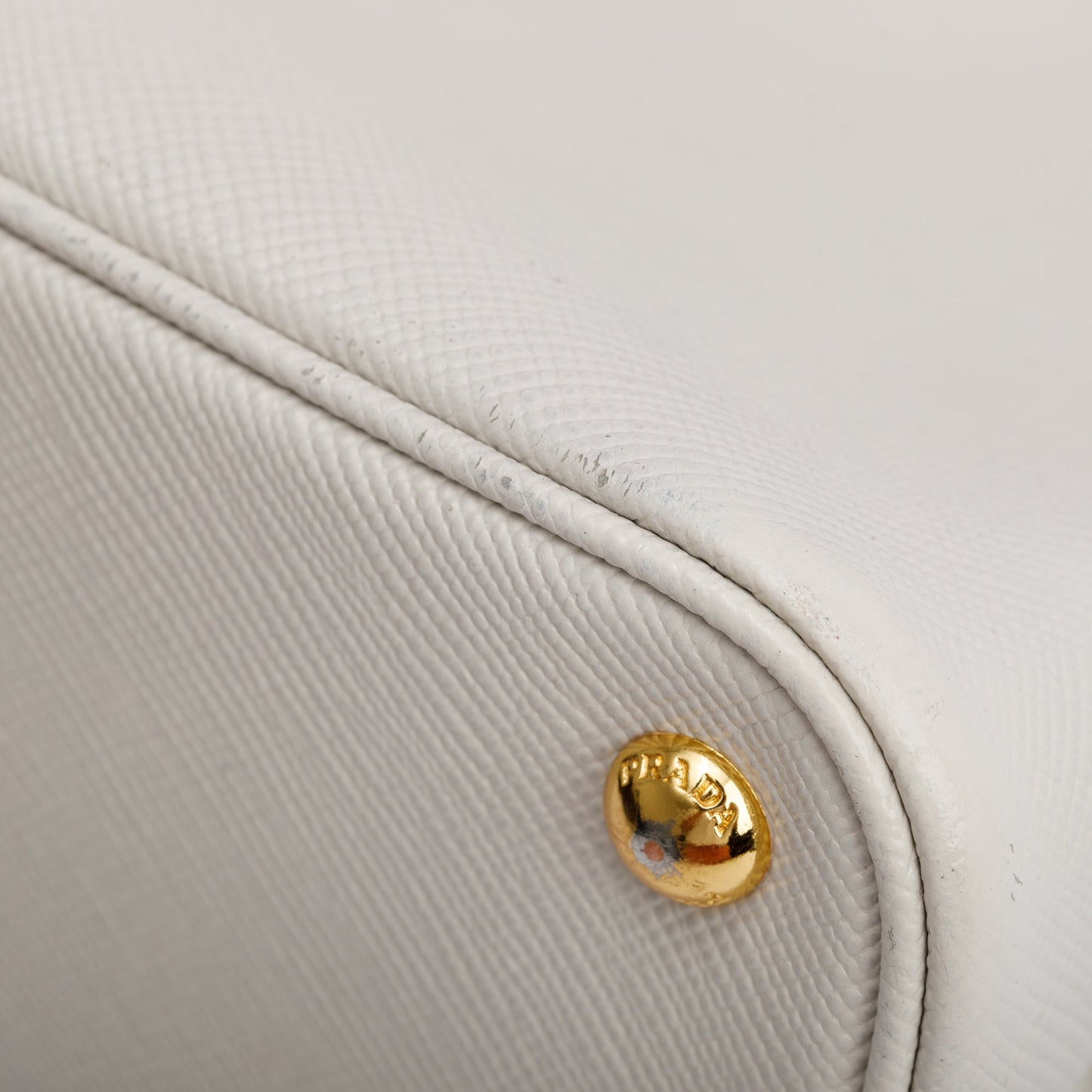 Prada White Saffiano Lux Medium Cuir Double Tote