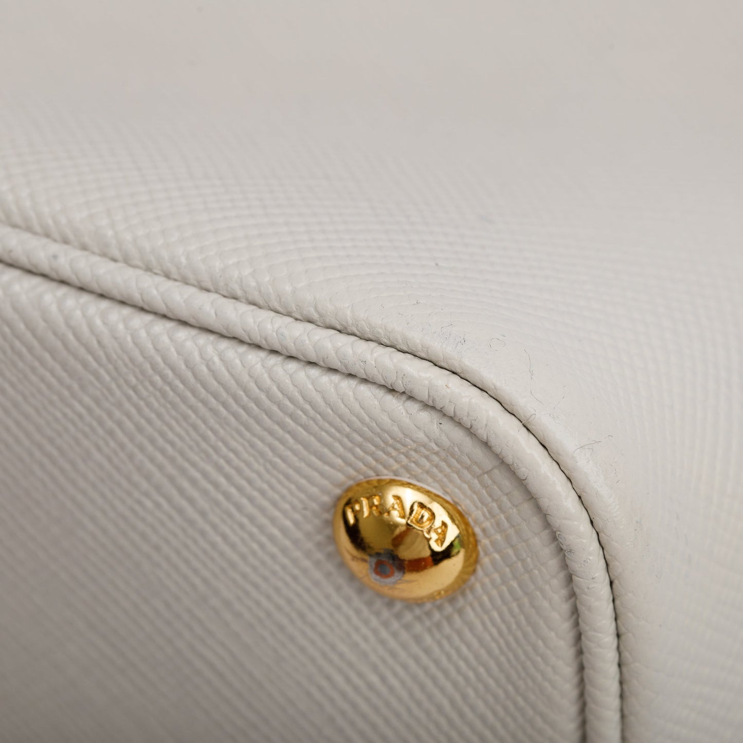 Prada White Saffiano Lux Medium Cuir Double Tote