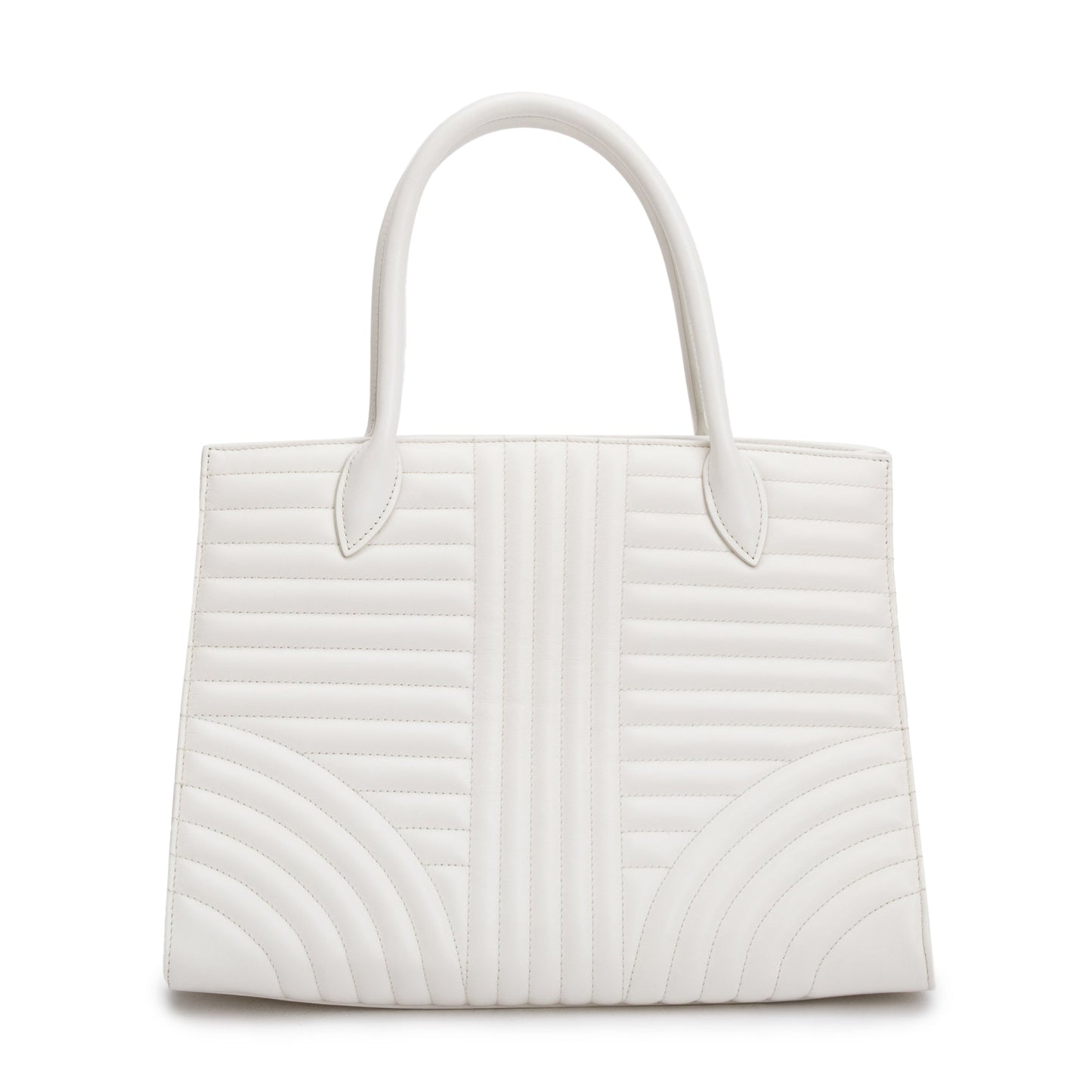 Prada White Soft Calf Impunture Diagramme Tote