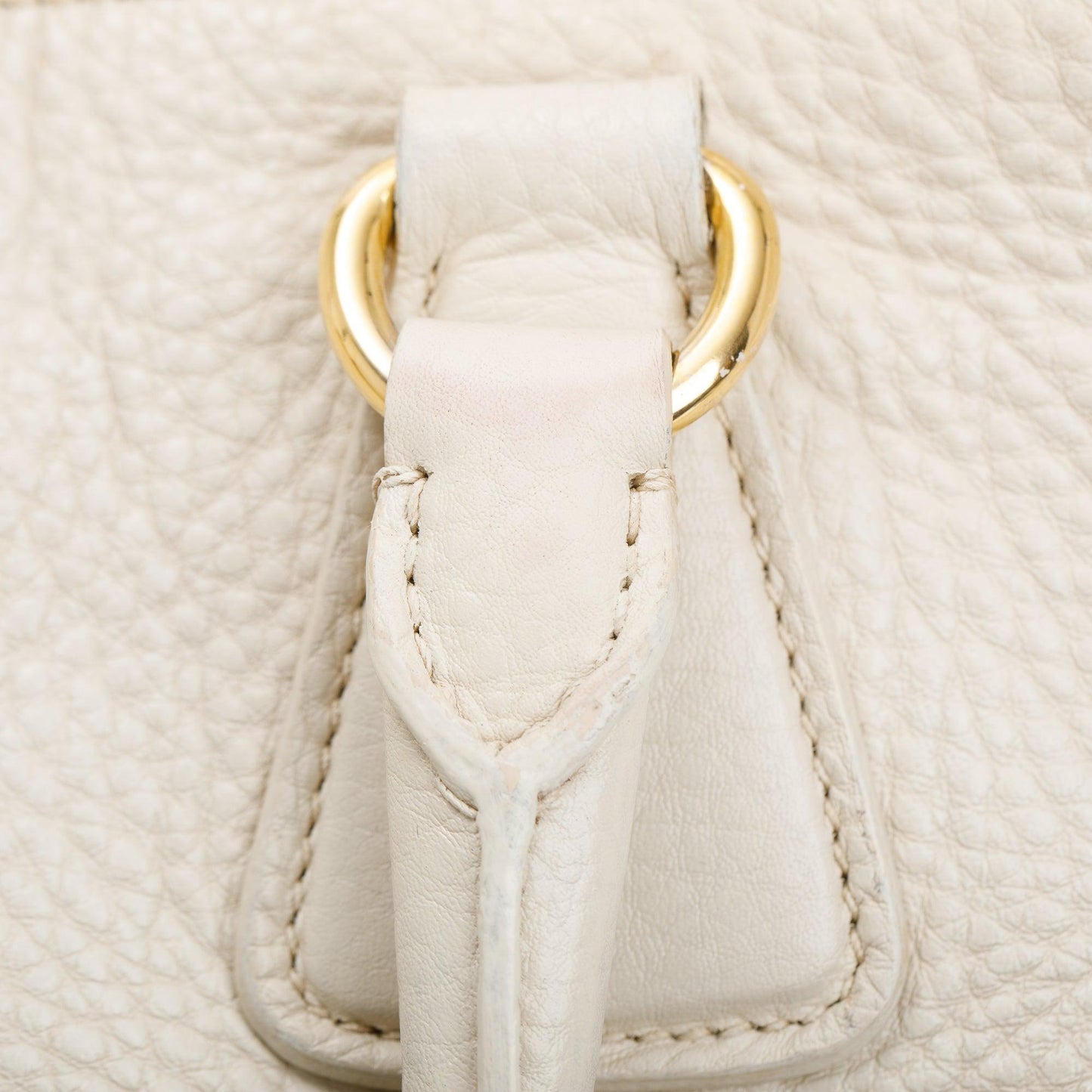 Prada White Vitello Daino Leather Tote