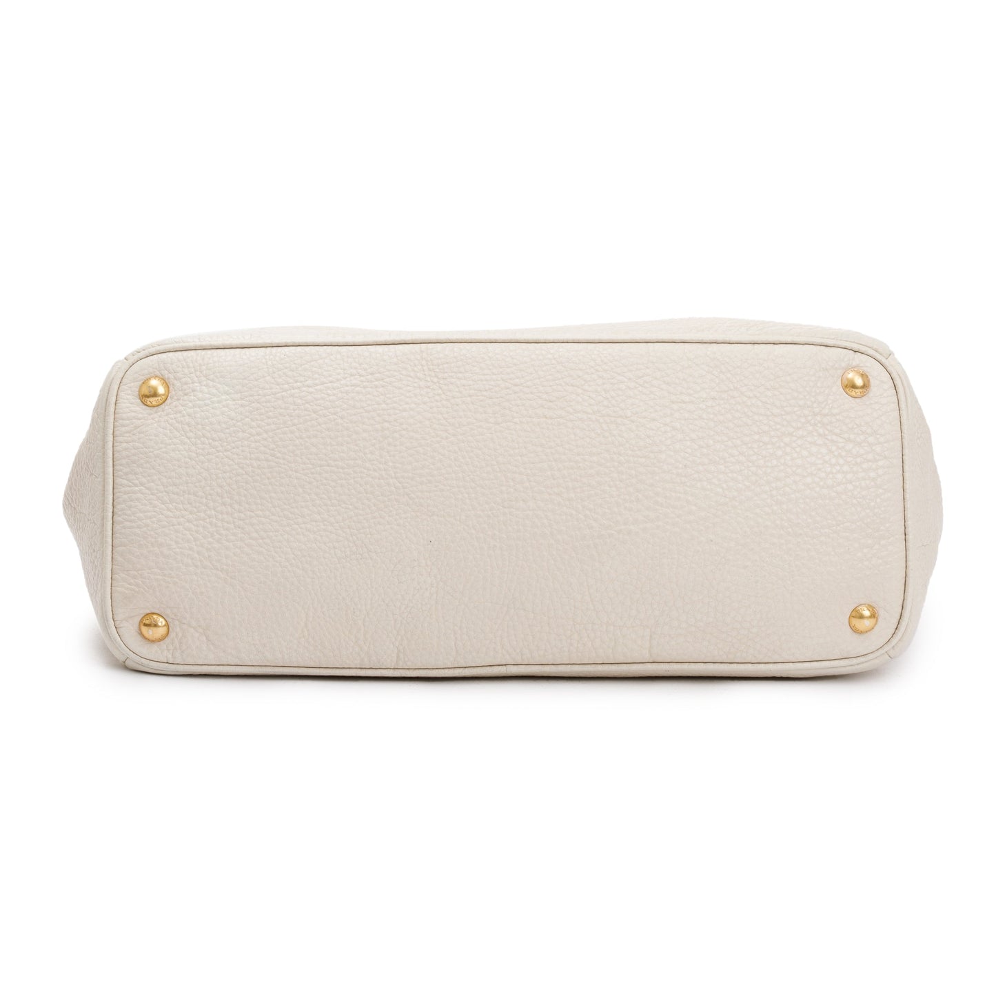 Prada White Vitello Daino Leather Tote