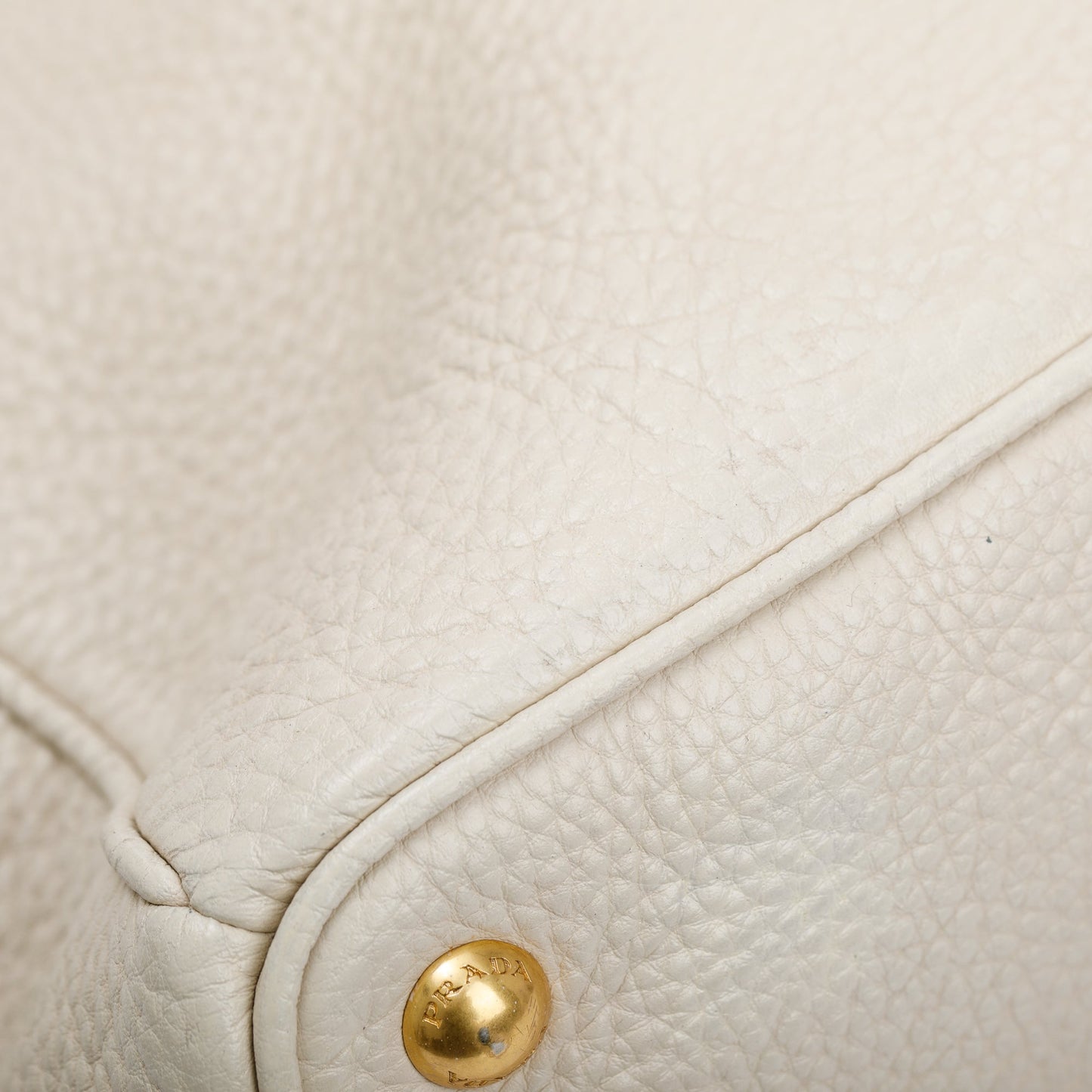 Prada White Vitello Daino Leather Tote