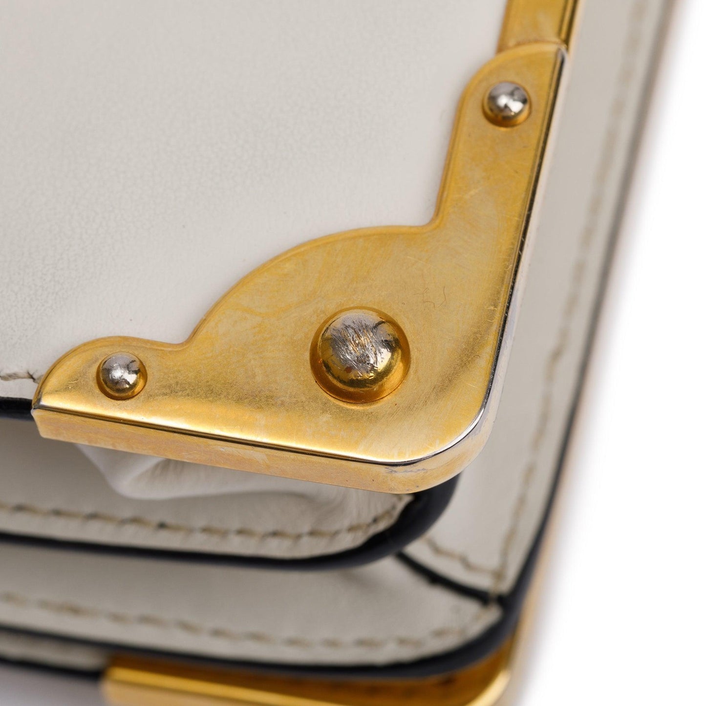 Prada White/Black City Calf Saffiano Cahier Bag