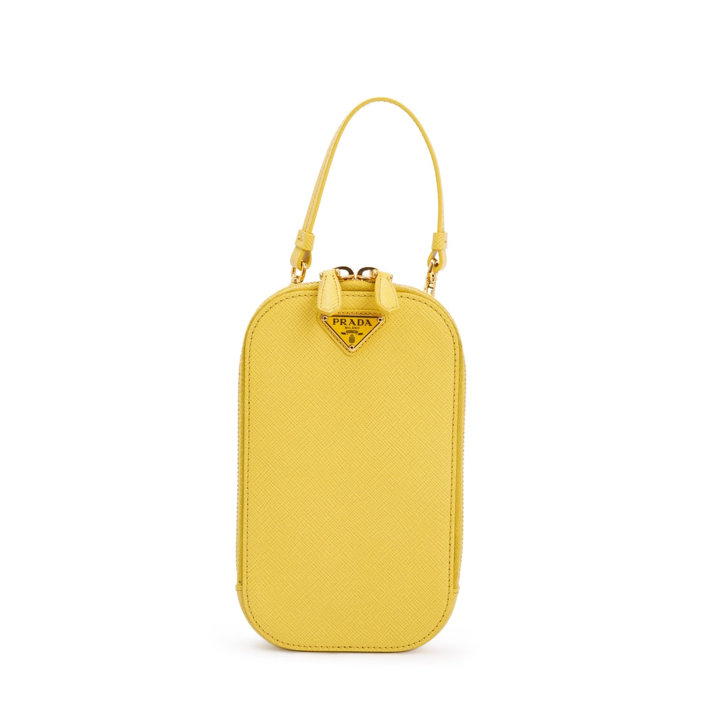Prada Yellow Saffiano Triangle Phone Bag