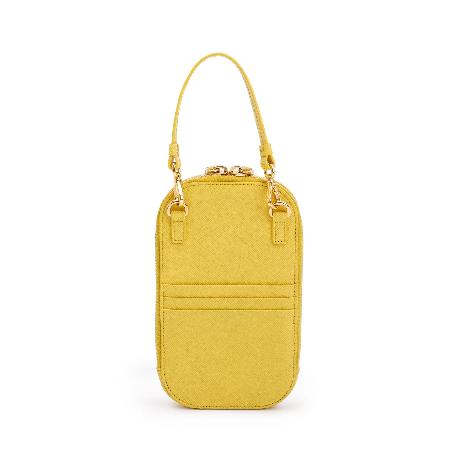 Prada Yellow Saffiano Triangle Phone Bag