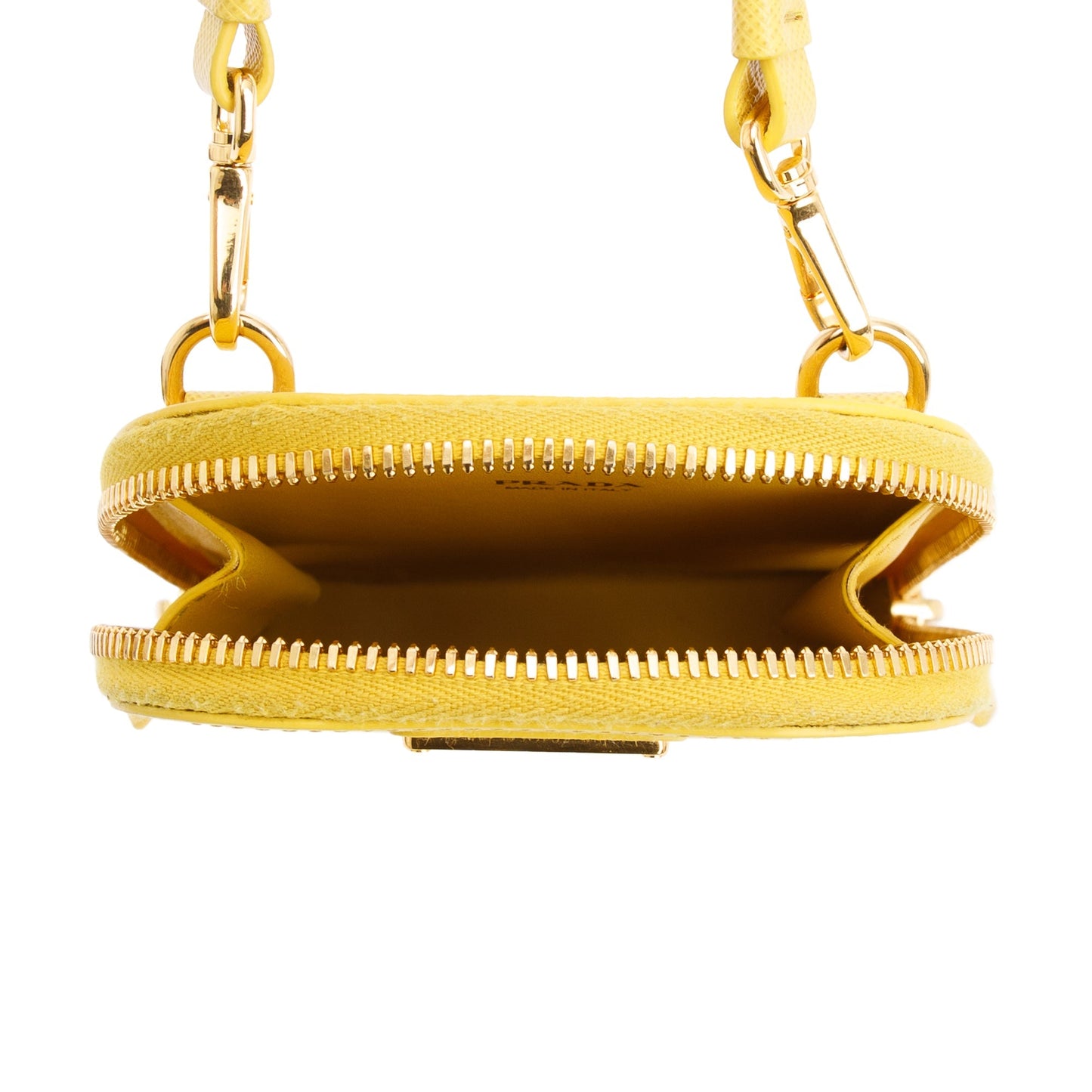 Prada Yellow Saffiano Triangle Phone Bag