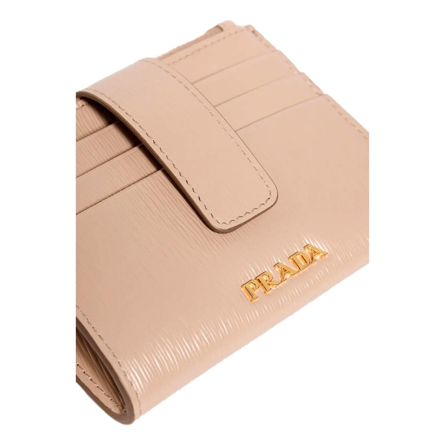 Luxury PradaVitello Move Card Holder Wallet Cipria Beige Leather Logo Plaque