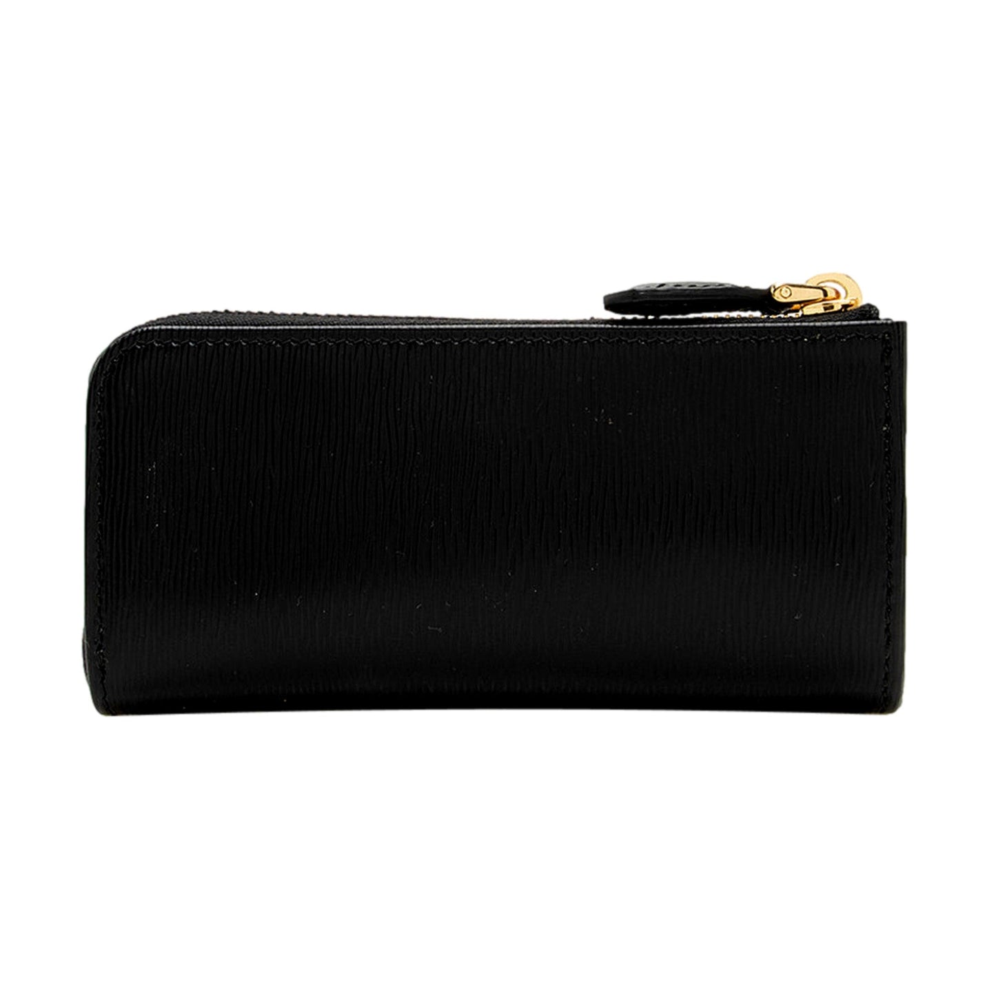 Luxury PradaVitello Move Key Case Holder Wallet Zip Pouch Black Calf Leather