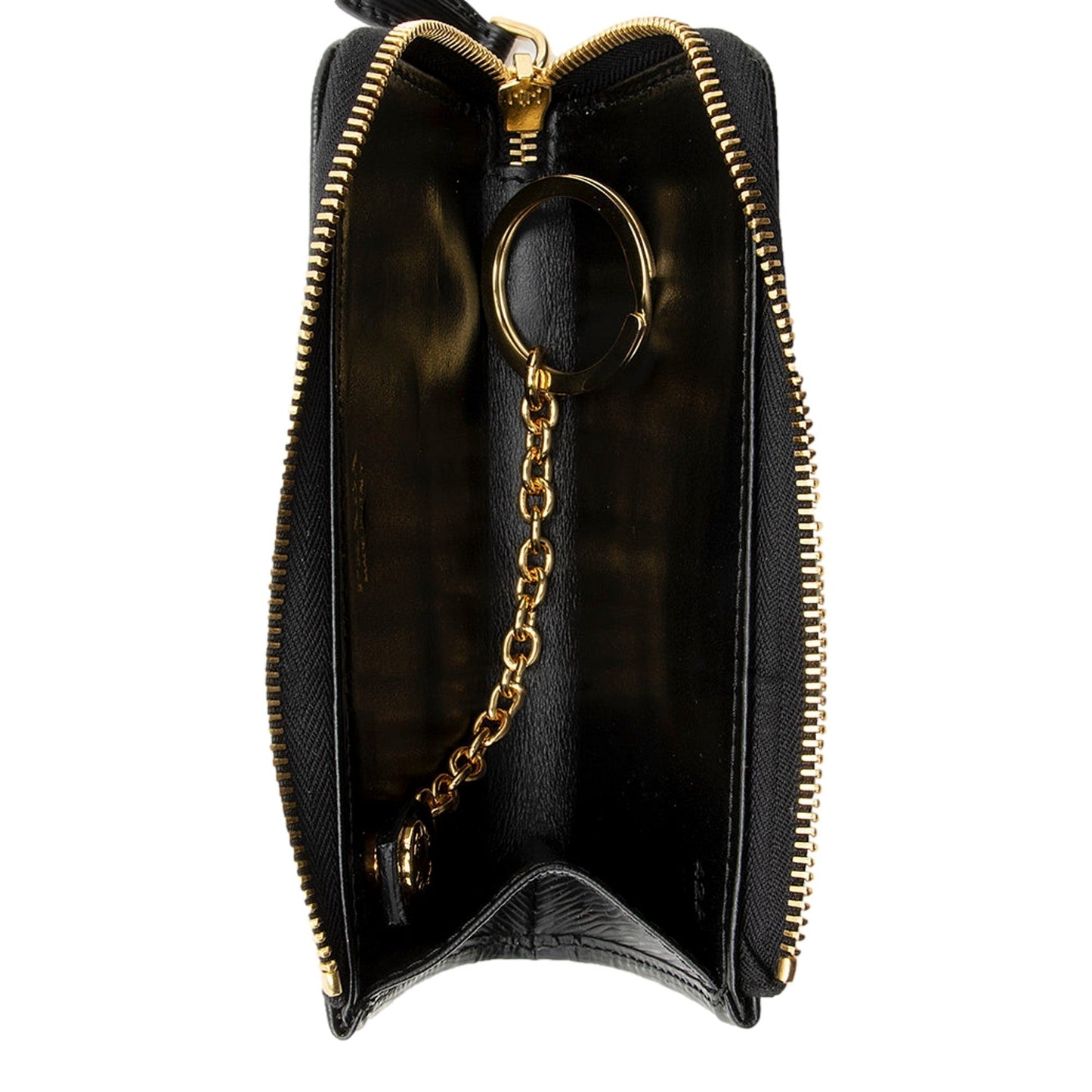 Luxury PradaVitello Move Key Case Holder Wallet Zip Pouch Black Calf Leather