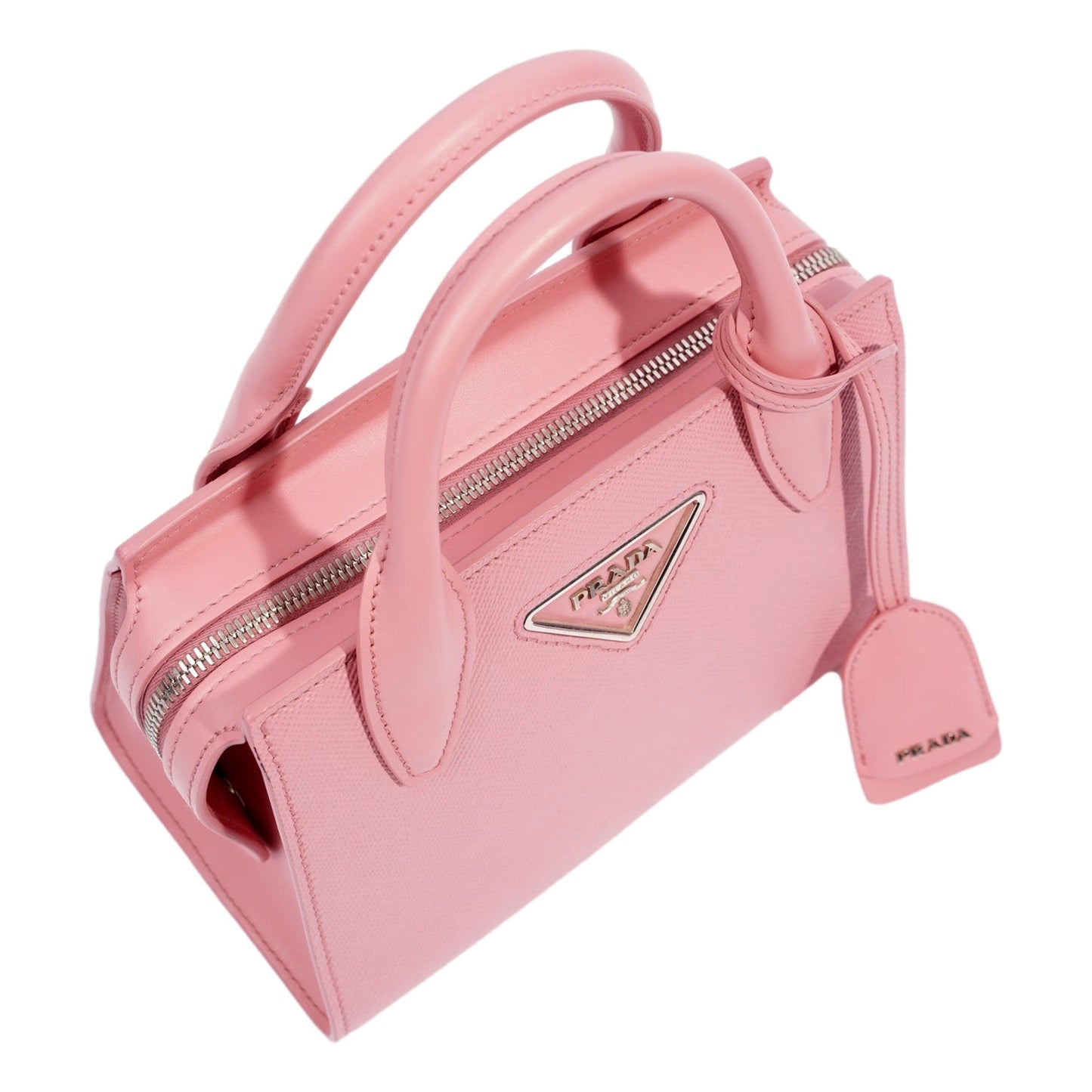 Luxury PradaKristen Saffiano Top Handle Mini Tote Crossbody Bag Petalo Pink