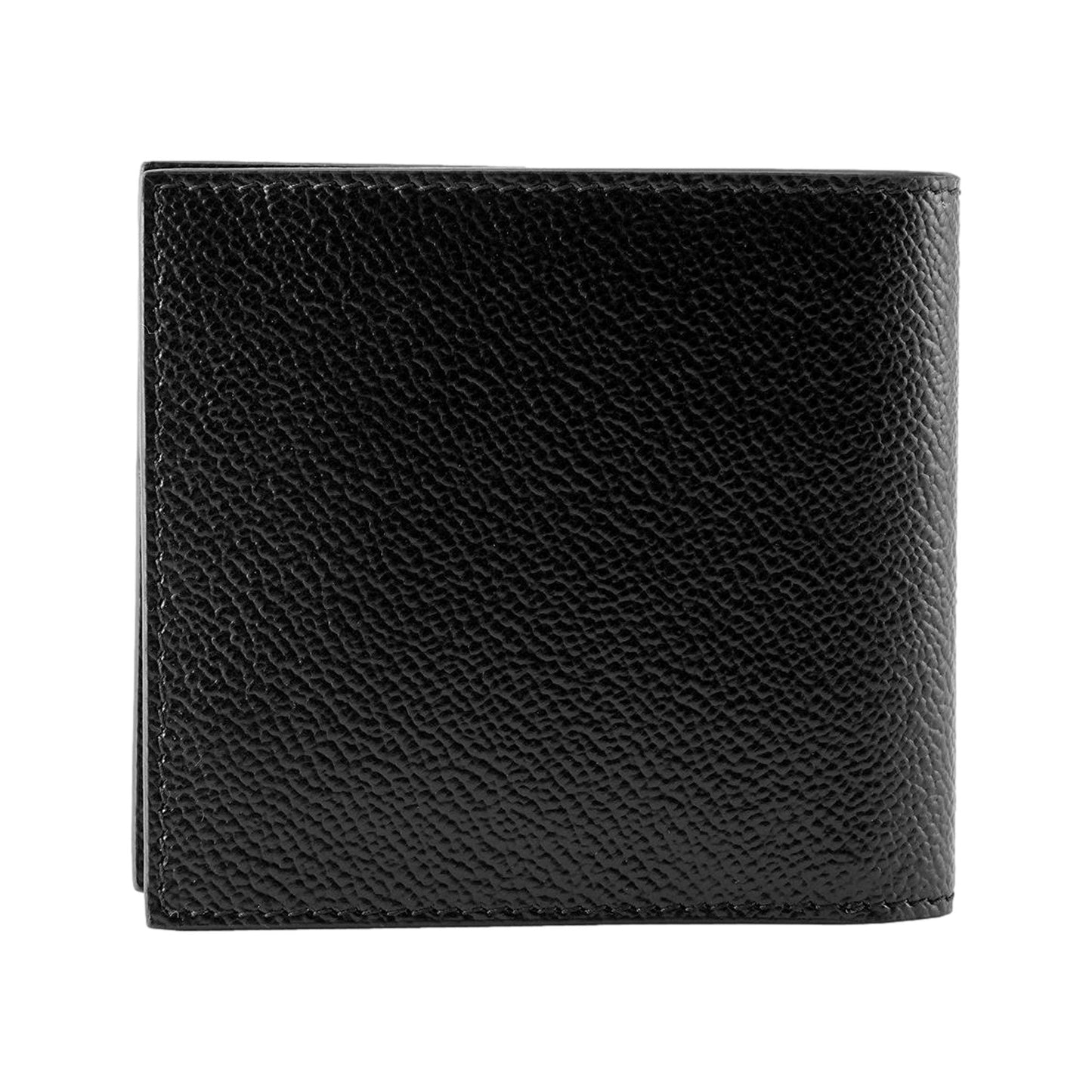 Luxury PradaVitello Micro Grain Black Leather Triangle Logo Bifold Wallet