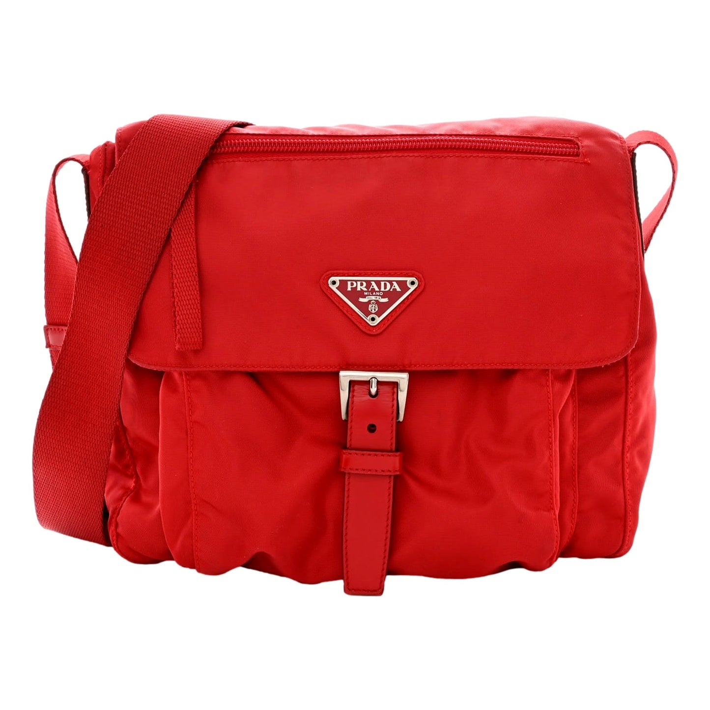 Luxury PradaRosso Pattina Nylon Red Medium Messenger Bag