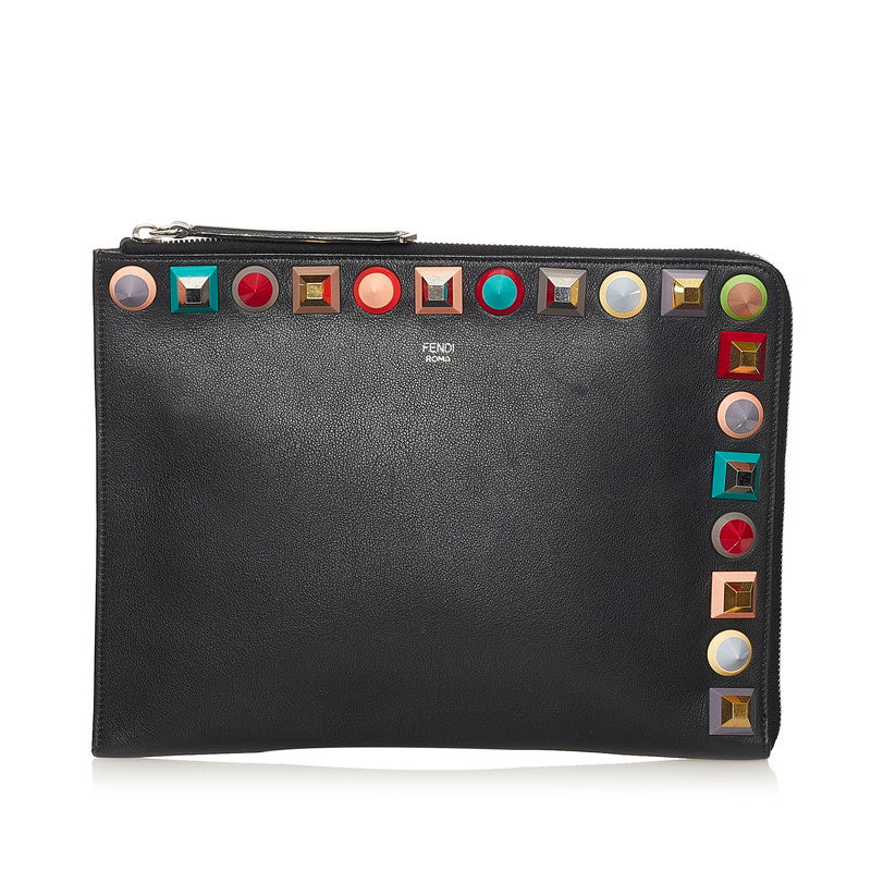 Luxury FendiRainbow Studded Leather Clutch - '10s