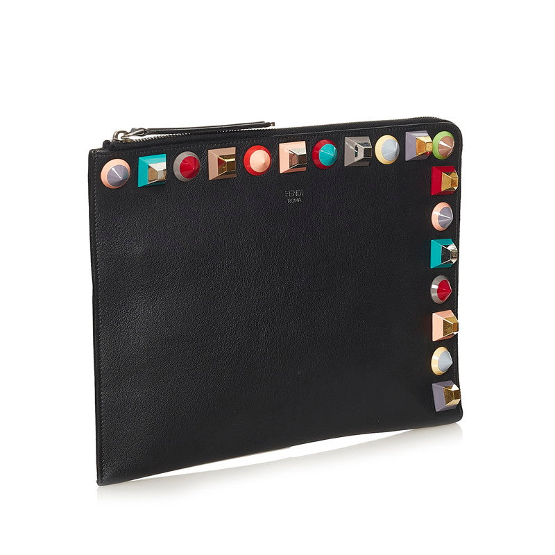 Luxury FendiRainbow Studded Leather Clutch - '10s