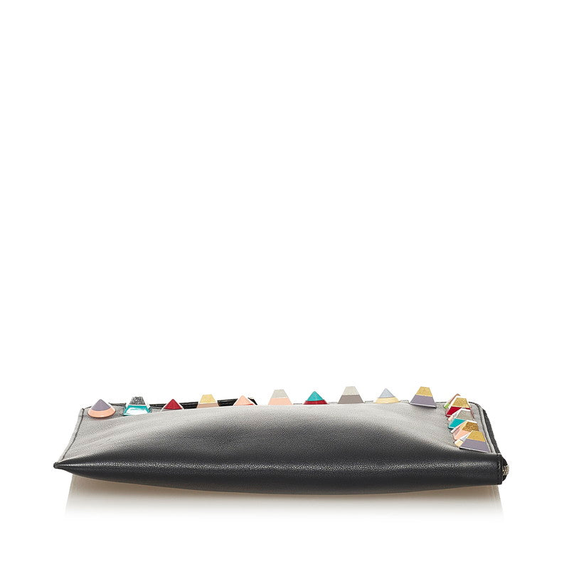 Luxury FendiRainbow Studded Leather Clutch - '10s