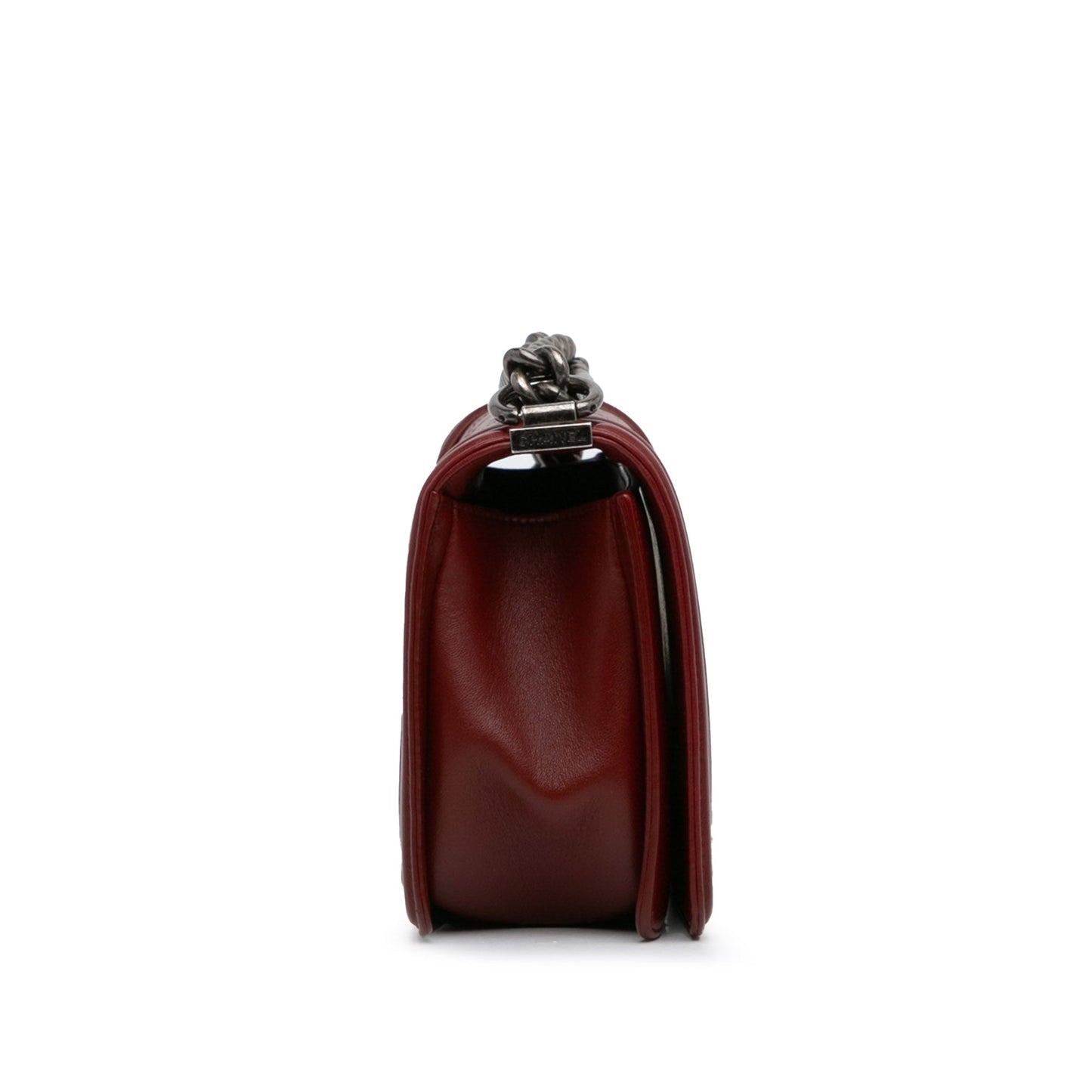 Luxury Chanel Boy Flap Bag Medium Red Lambskin Ruthenium