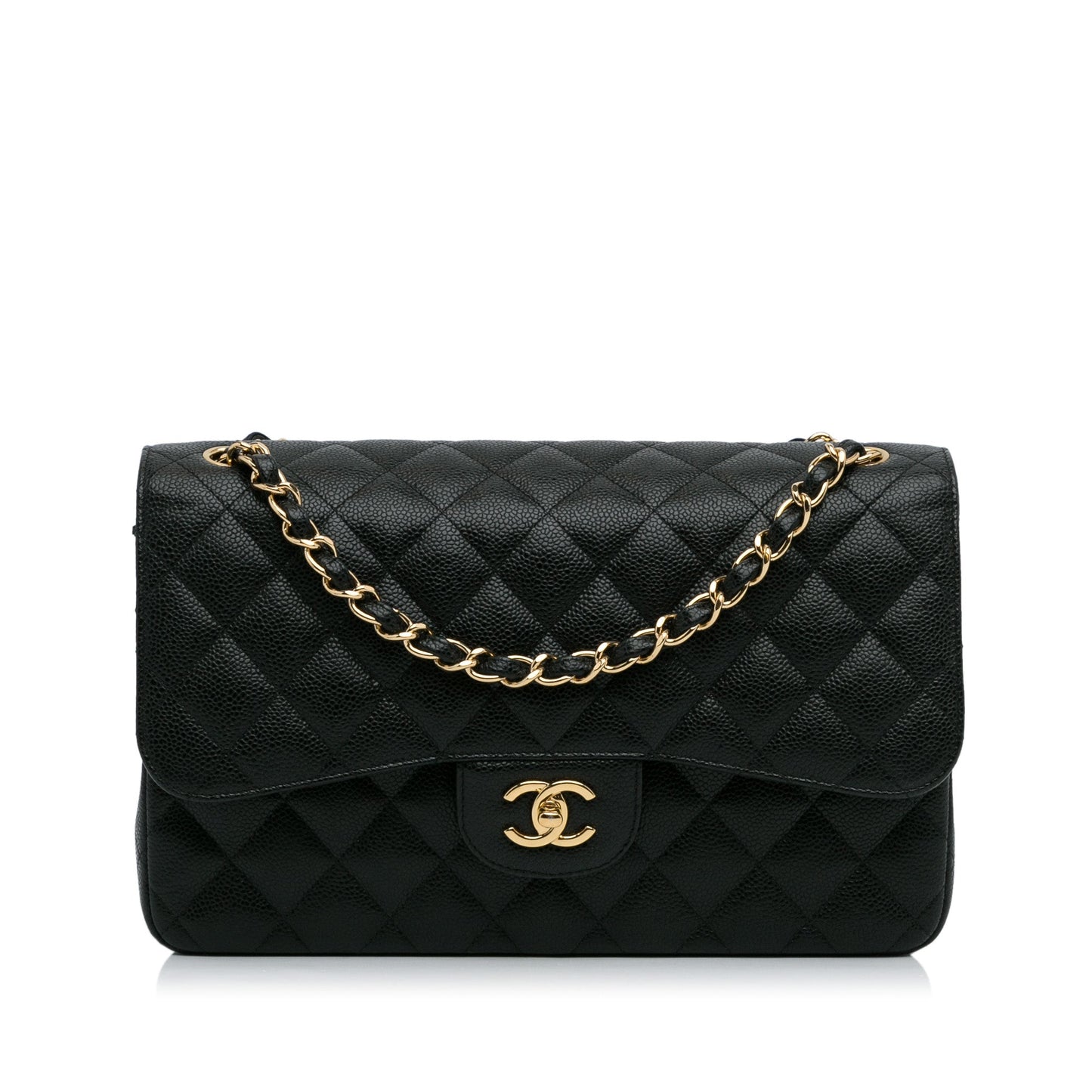 Luxury Chanel Classic Double Flap Jumbo Black Caviar Gold