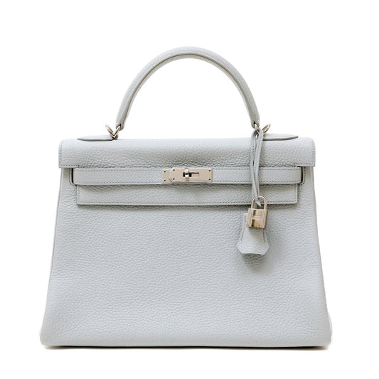 Luxury Hermes Kelly 32cm Gris Perle Togo w/ Palladium Hardware