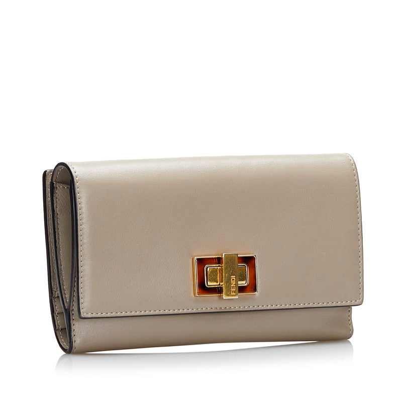 Luxury FendiLeather Peekaboo Flap Wallet - '10s