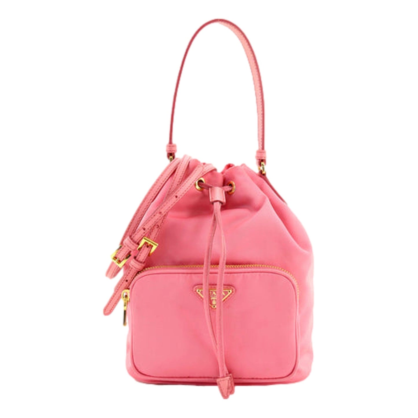Luxury PradaRe-Nylon Saffiano Duet Bucket Crossbody Bag Small Begonia Pink