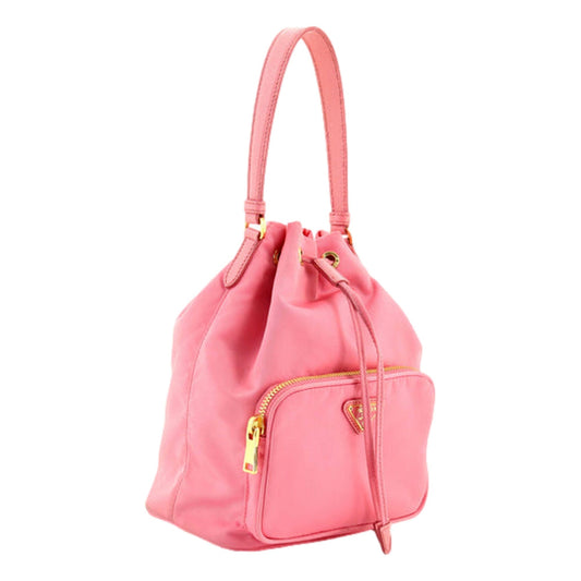 Luxury PradaRe-Nylon Saffiano Duet Bucket Crossbody Bag Small Begonia Pink