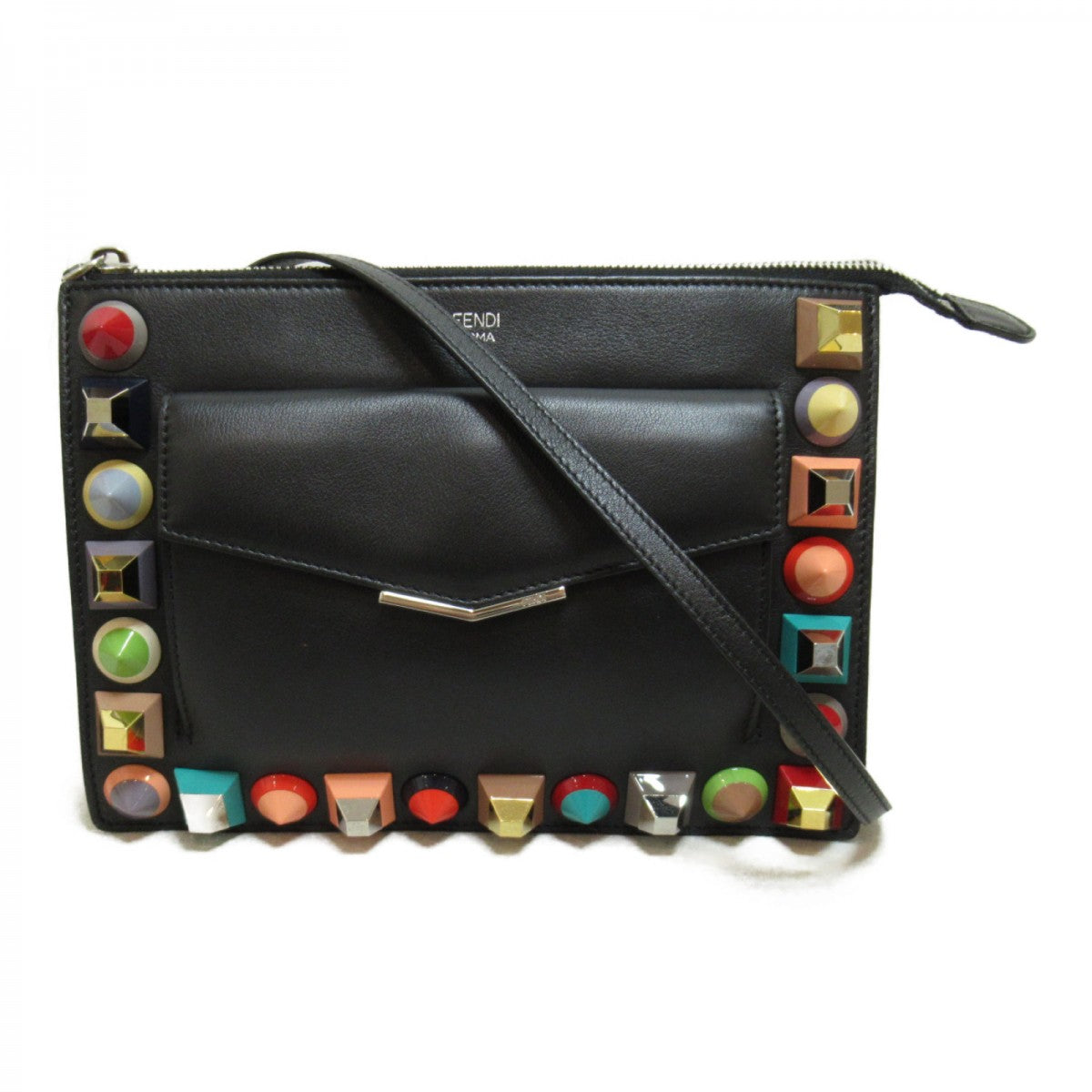 Luxury FendiStudded Leather Crossbody Bag - '10s