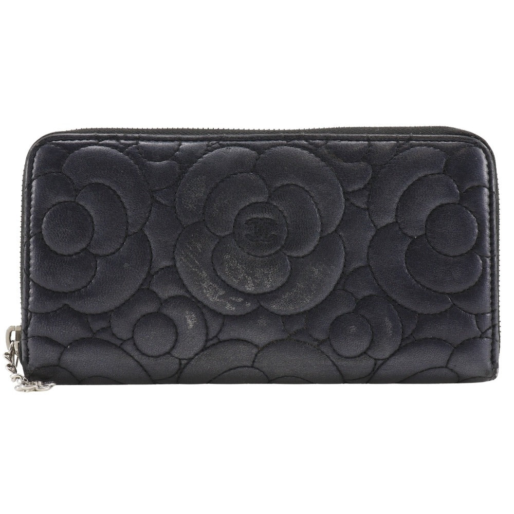 Chanel Camellia Lambskin Long Wallet