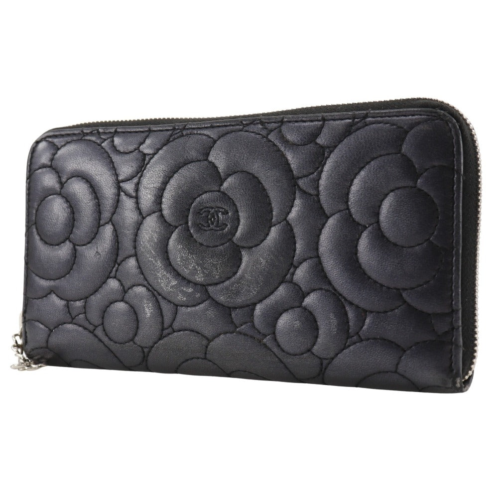 Chanel Camellia Lambskin Long Wallet