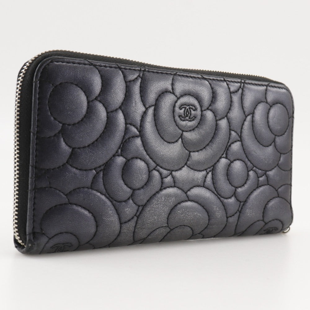 Chanel Camellia Lambskin Long Wallet