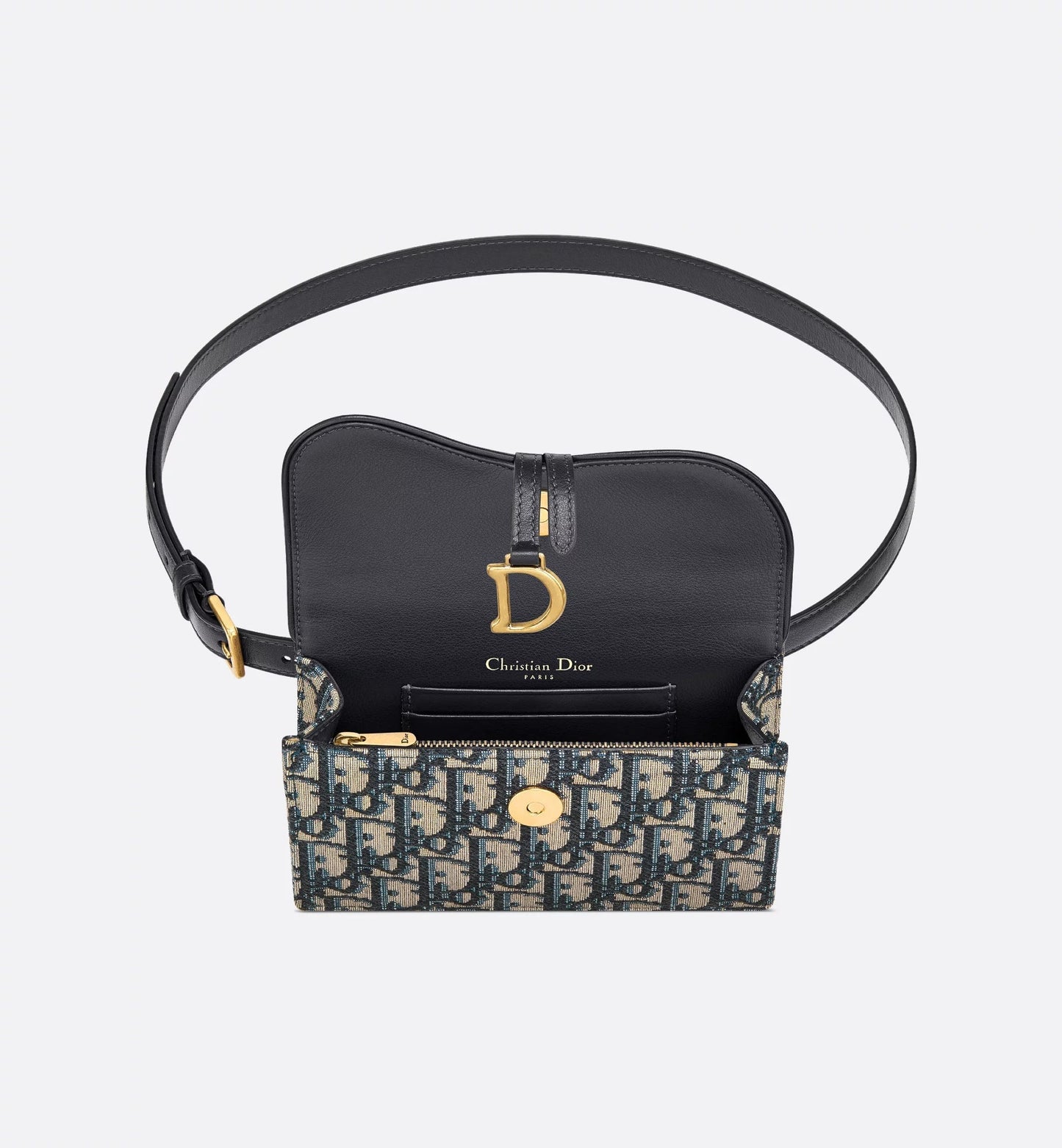 Saddle Belt Pouch Blue Luxury Dior Oblique Jacquard