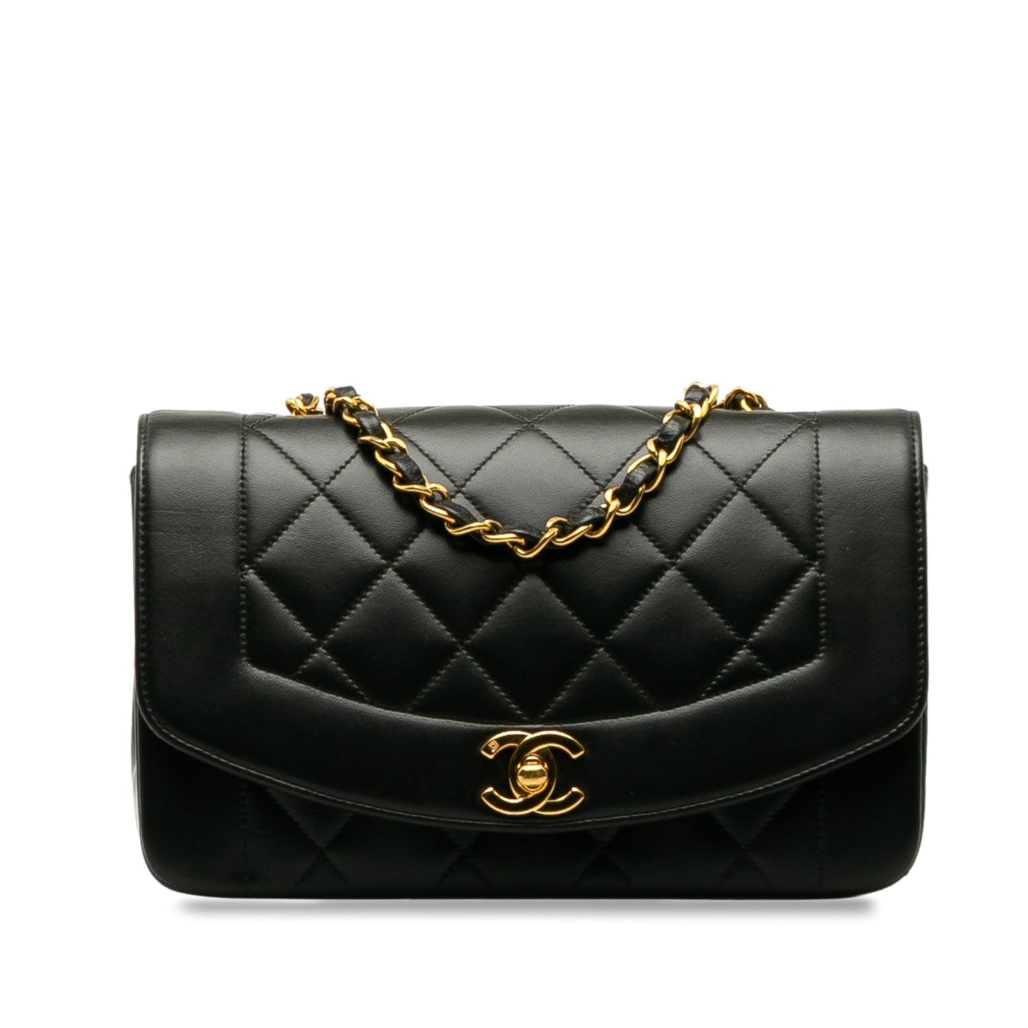 Luxury Chanel Diana Small Black Lambskin Gold