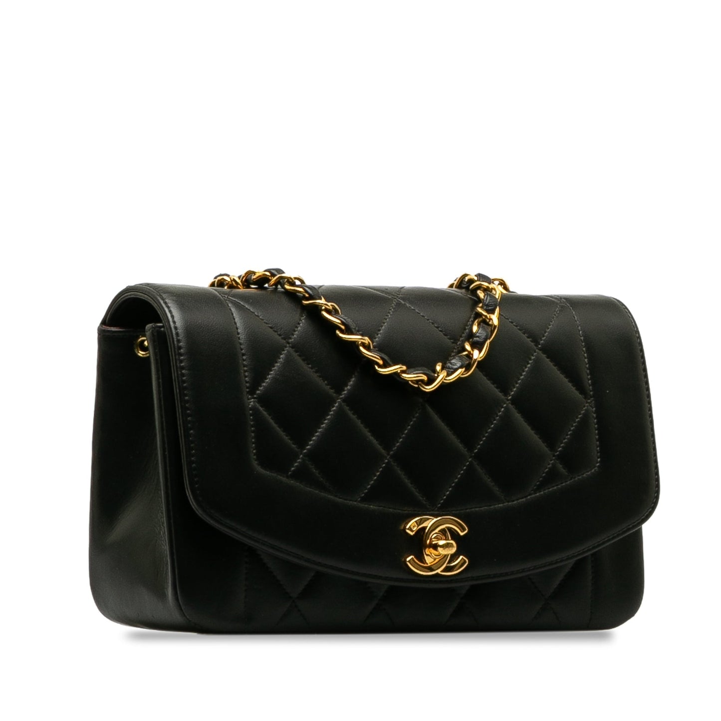 Luxury Chanel Diana Small Black Lambskin Gold
