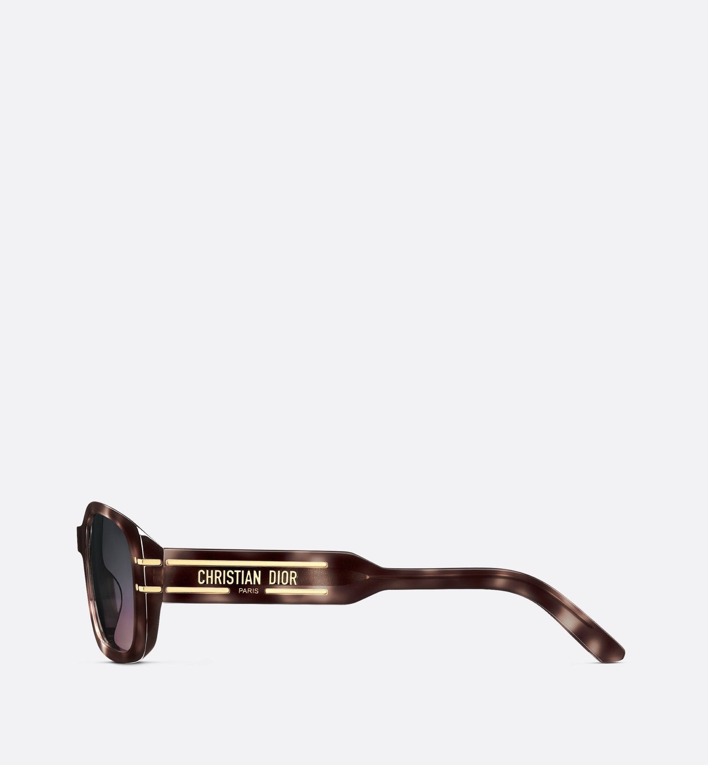 Luxury Diorsignature S12I Light Gray Tortoiseshell Effect Rectangular Sunglasses