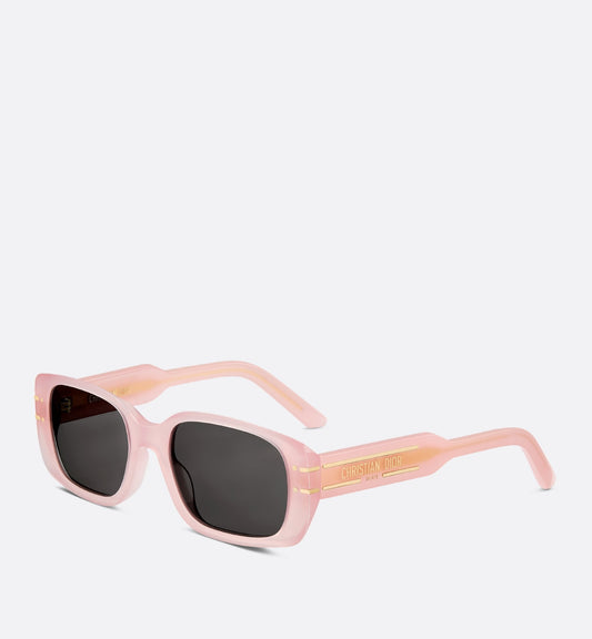 Luxury Diorsignature S12I Sea Glass Pink Rectangular Sunglasses