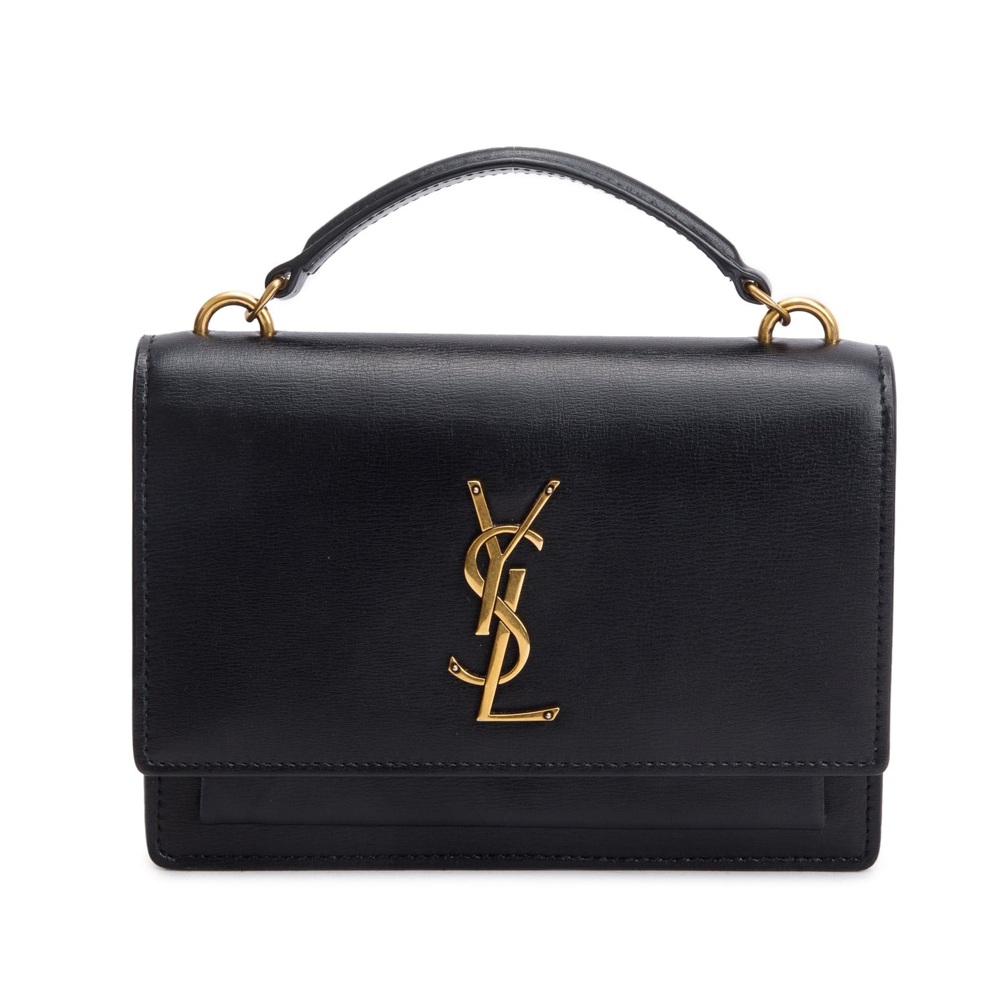 Saint Laurent 2020 Black Calfskin Leather Sunset Chain Wallet