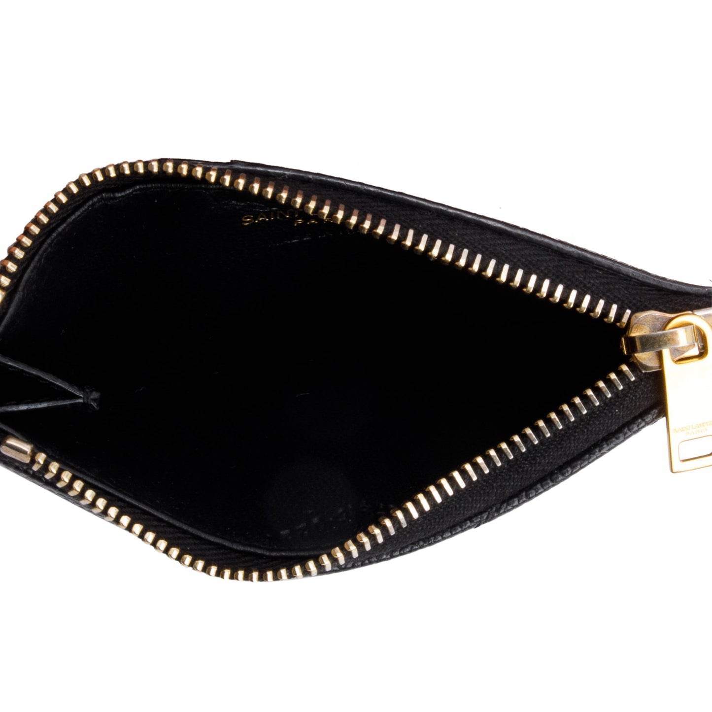 Saint Laurent 2020 Black Grain De Poudre Embossed Leather Cassandre Matelasse Fragments Zipped Card Case