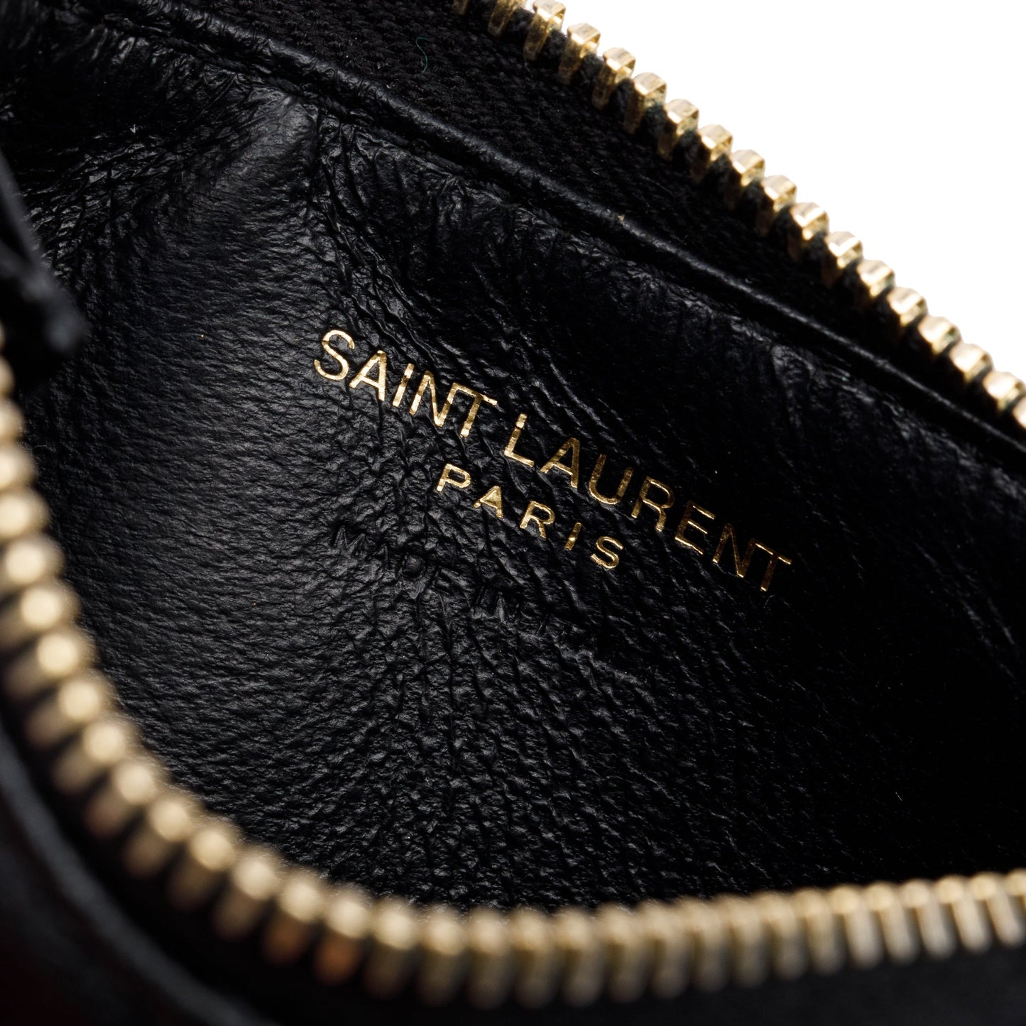 Saint Laurent 2020 Black Grain De Poudre Embossed Leather Cassandre Matelasse Fragments Zipped Card Case