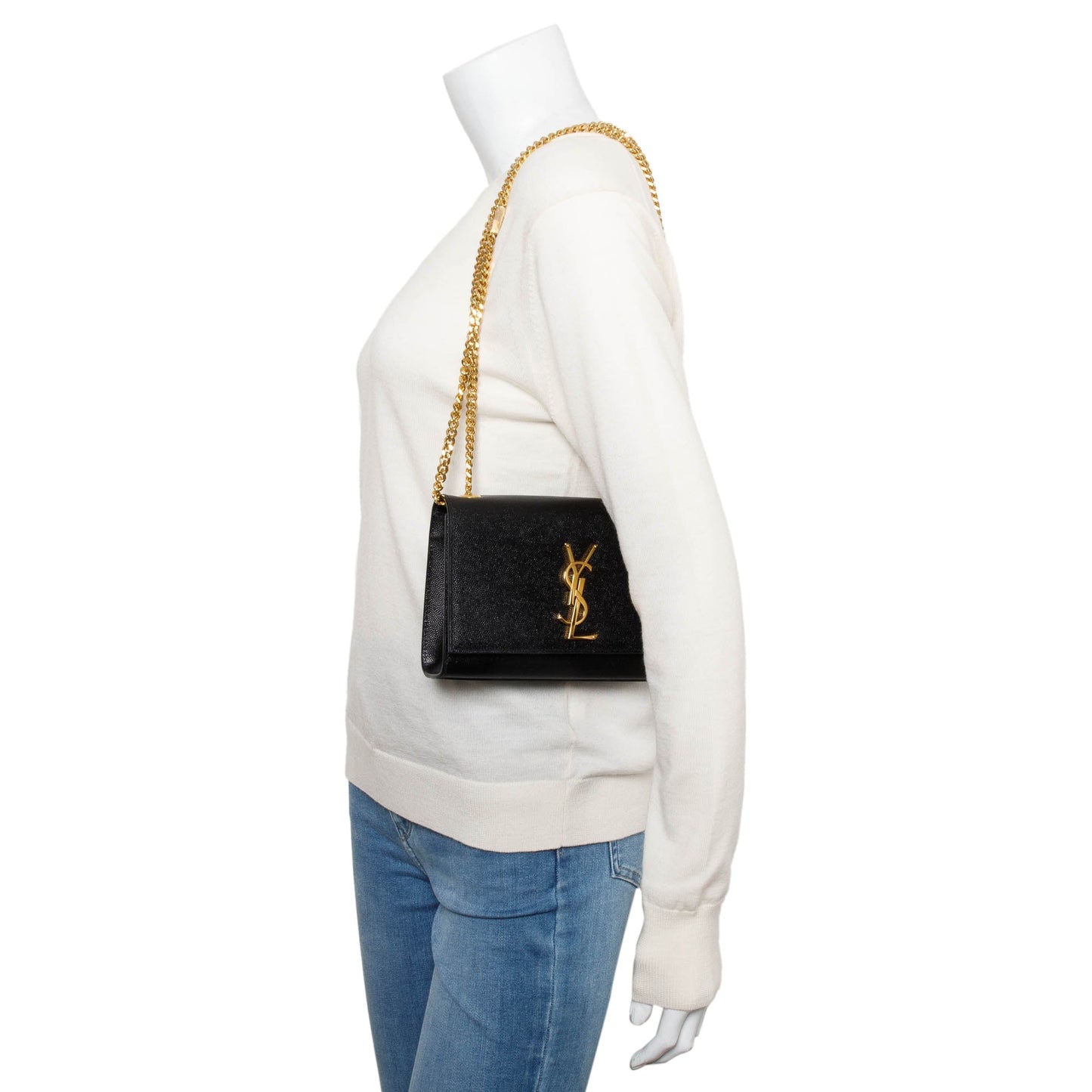 Saint Laurent 2020 Black Grain De Poudre Leather Small Kate Bag