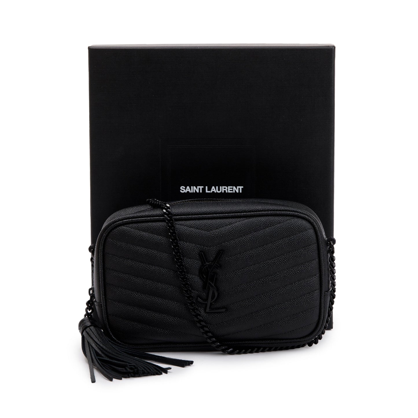 Saint Laurent 2020 Black Grain de Poudre Matelasse Mini Lou Camera Bag