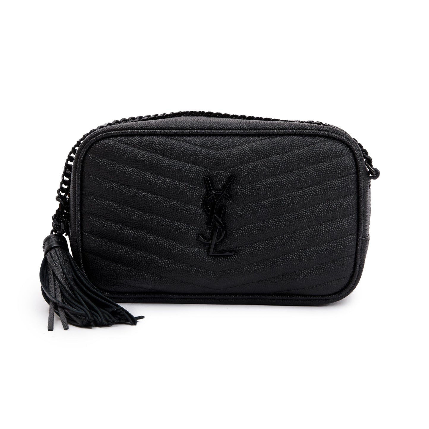 Saint Laurent 2020 Black Grain de Poudre Matelasse Mini Lou Camera Bag
