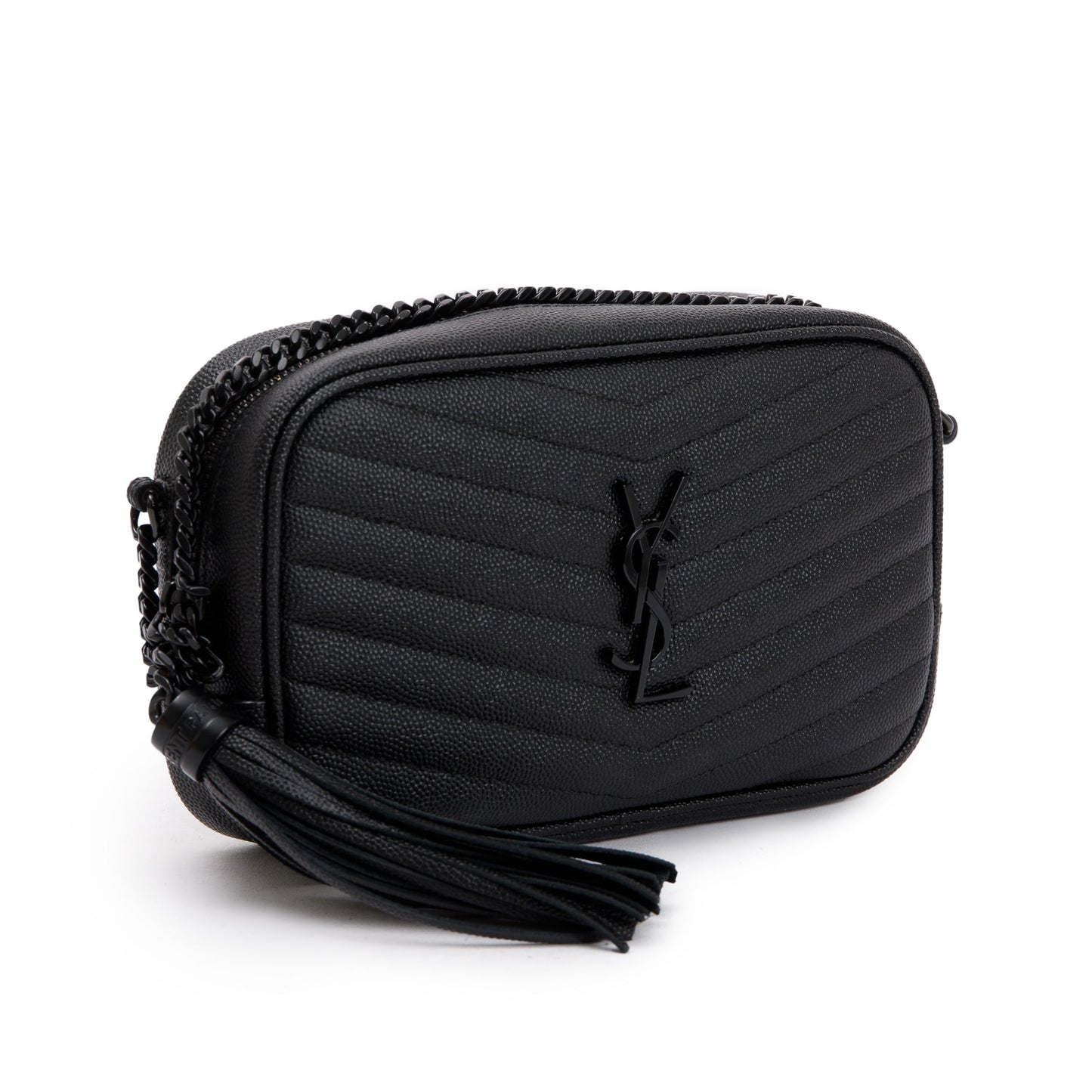 Saint Laurent 2020 Black Grain de Poudre Matelasse Mini Lou Camera Bag