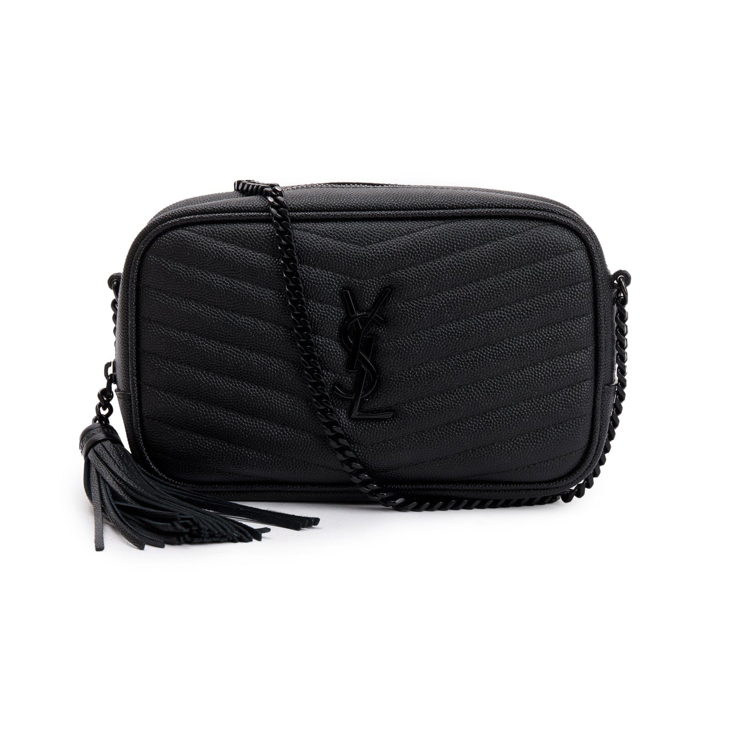 Saint Laurent 2020 Black Grain de Poudre Matelasse Mini Lou Camera Bag