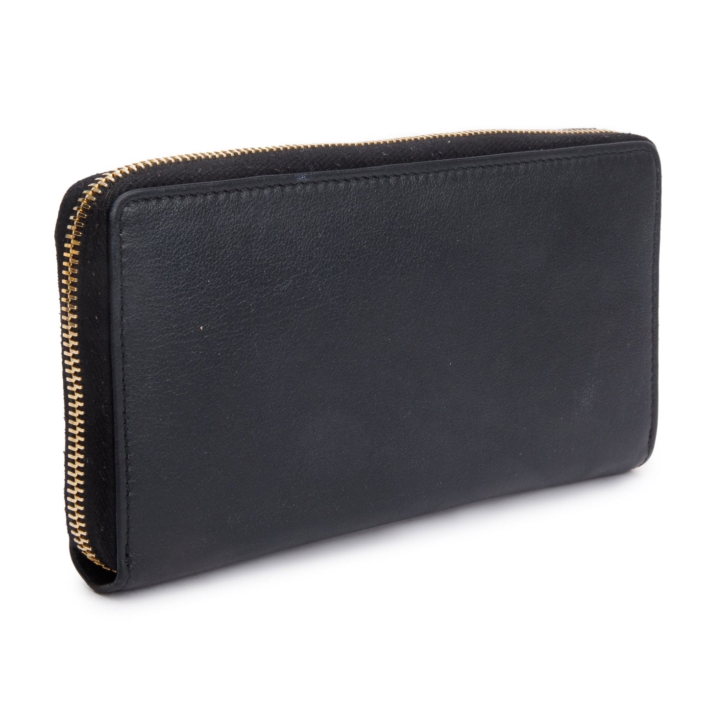 Saint Laurent 2020 Black Grained De Poudre Cassandre Zip Around Wallet