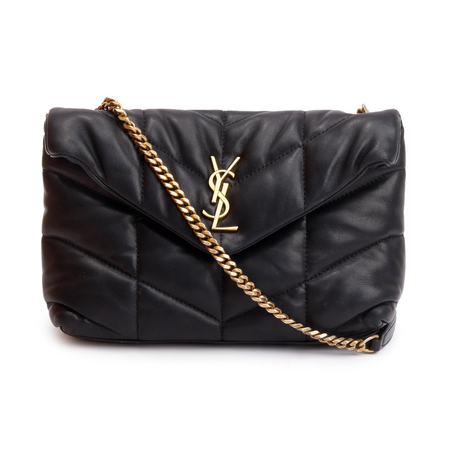 Saint Laurent 2020 Black Leather Toy Puffer Loulou Shoulder Bag