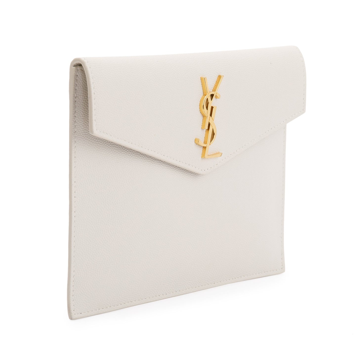 Saint Laurent 2020 Creme Grain de Poudre Monogram Uptown Baby Pouch