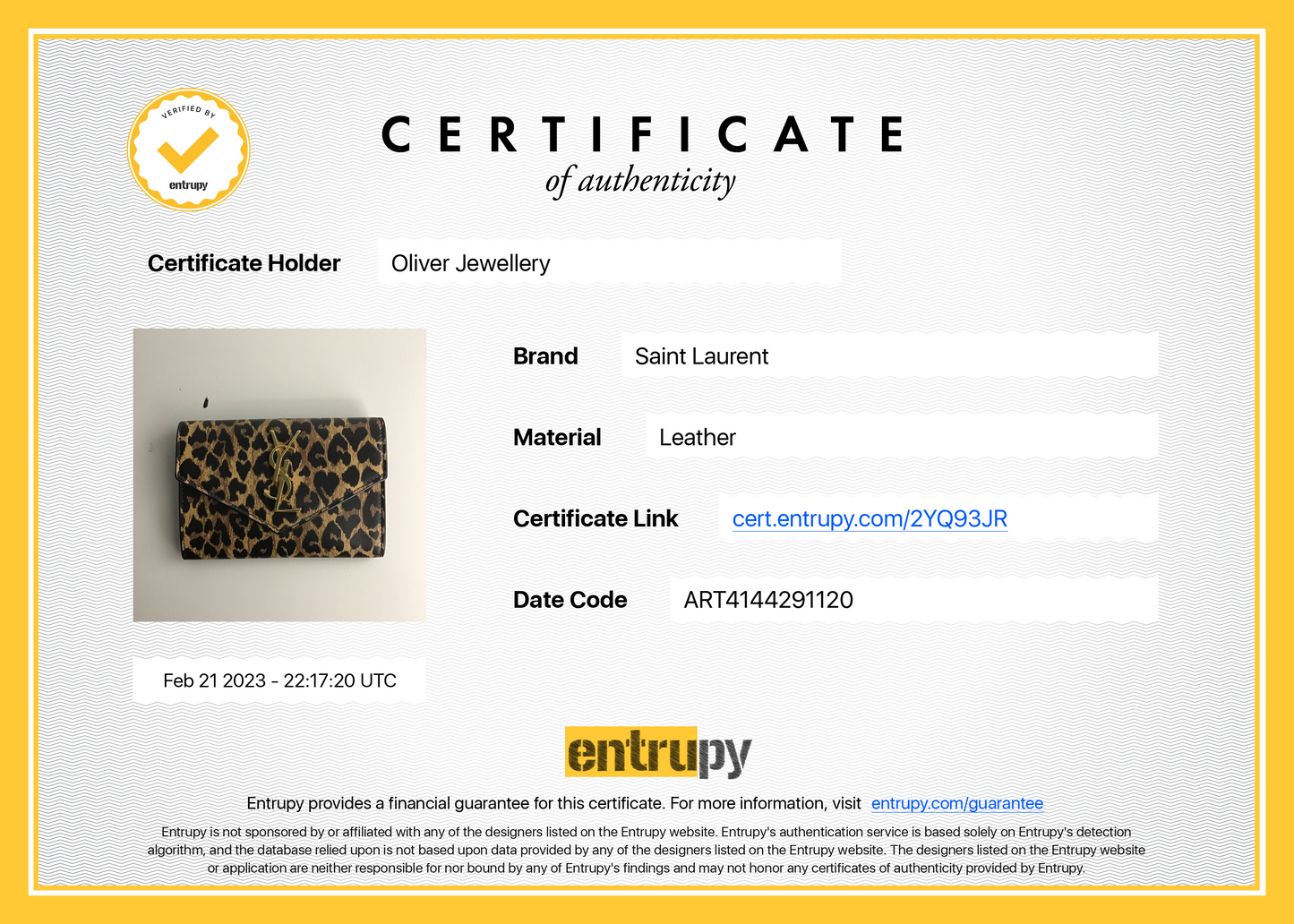 Saint Laurent 2020 Leopard Print Small Envelope Wallet