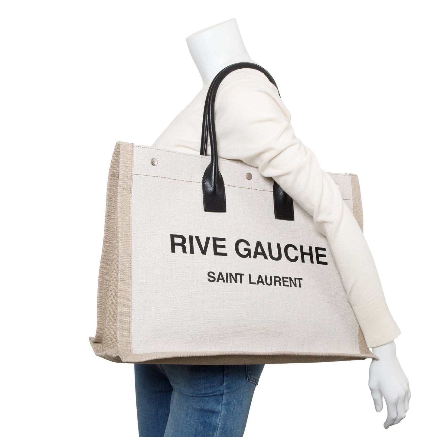 Saint Laurent 2020 Neutral Canvas Large Rive Gauche Canvas Tote