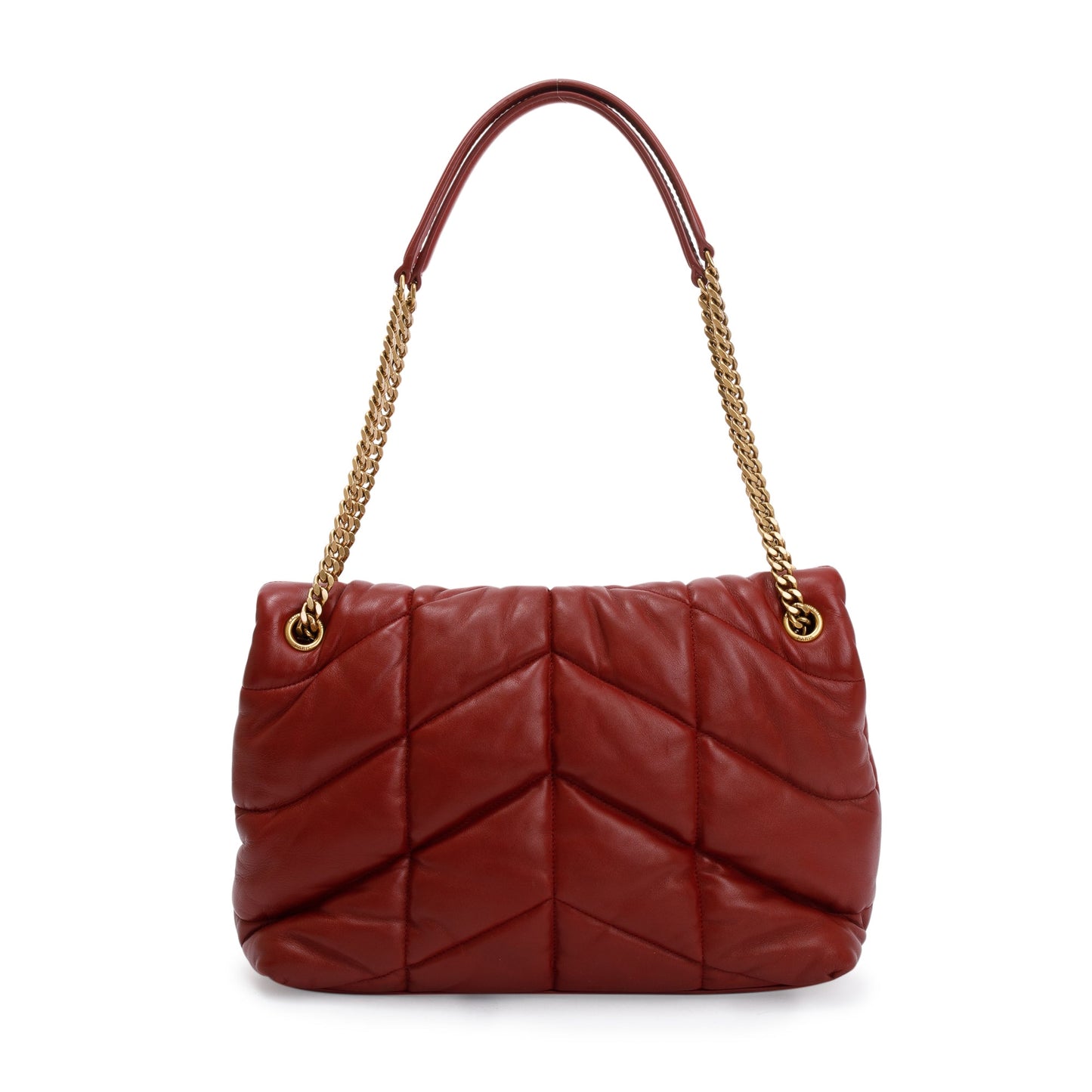 Saint Laurent 2020 Red Nappa Leather Medium Puffer Loulou Shoulder Bag